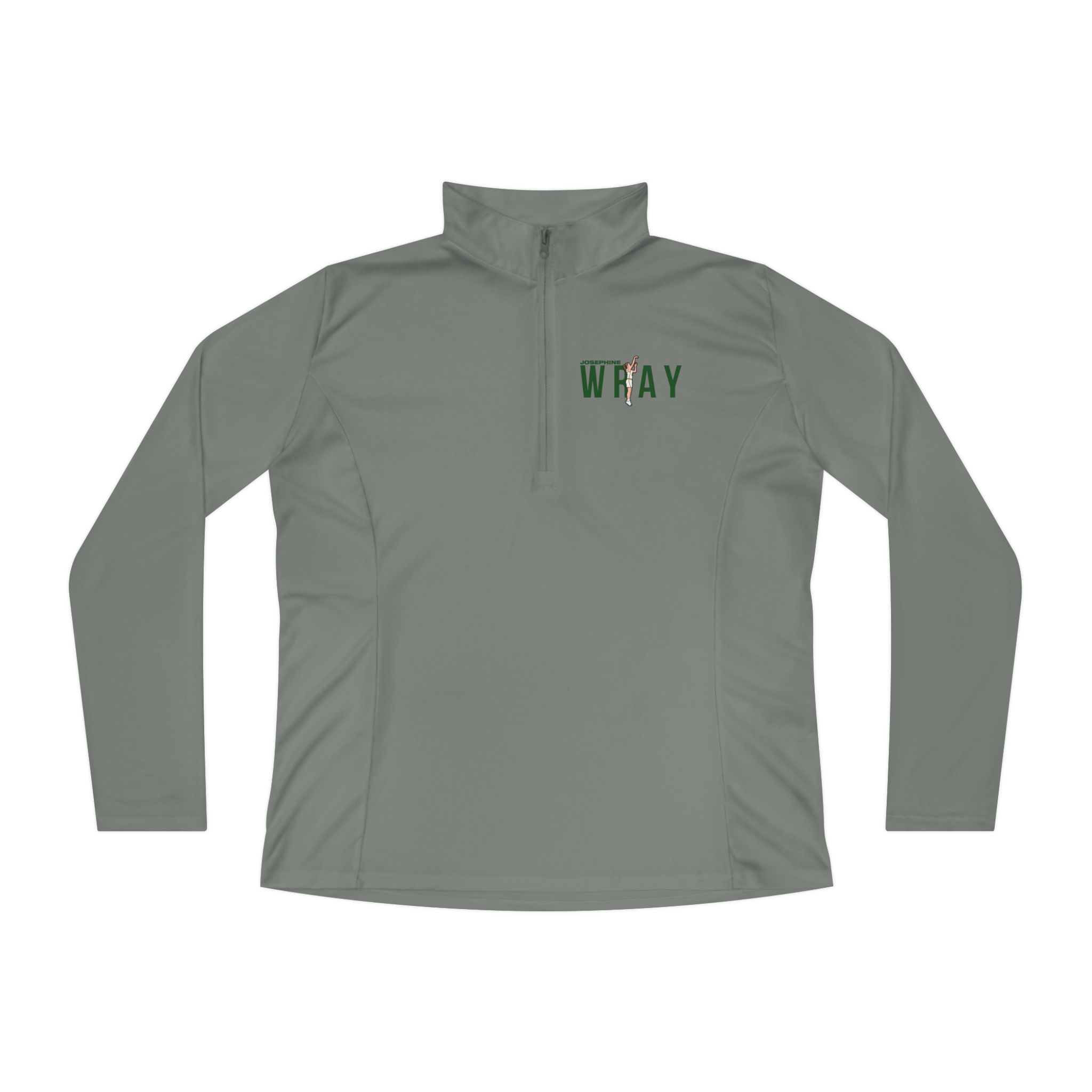 Women's Q-Zip Pullover — character_player_name in Grey