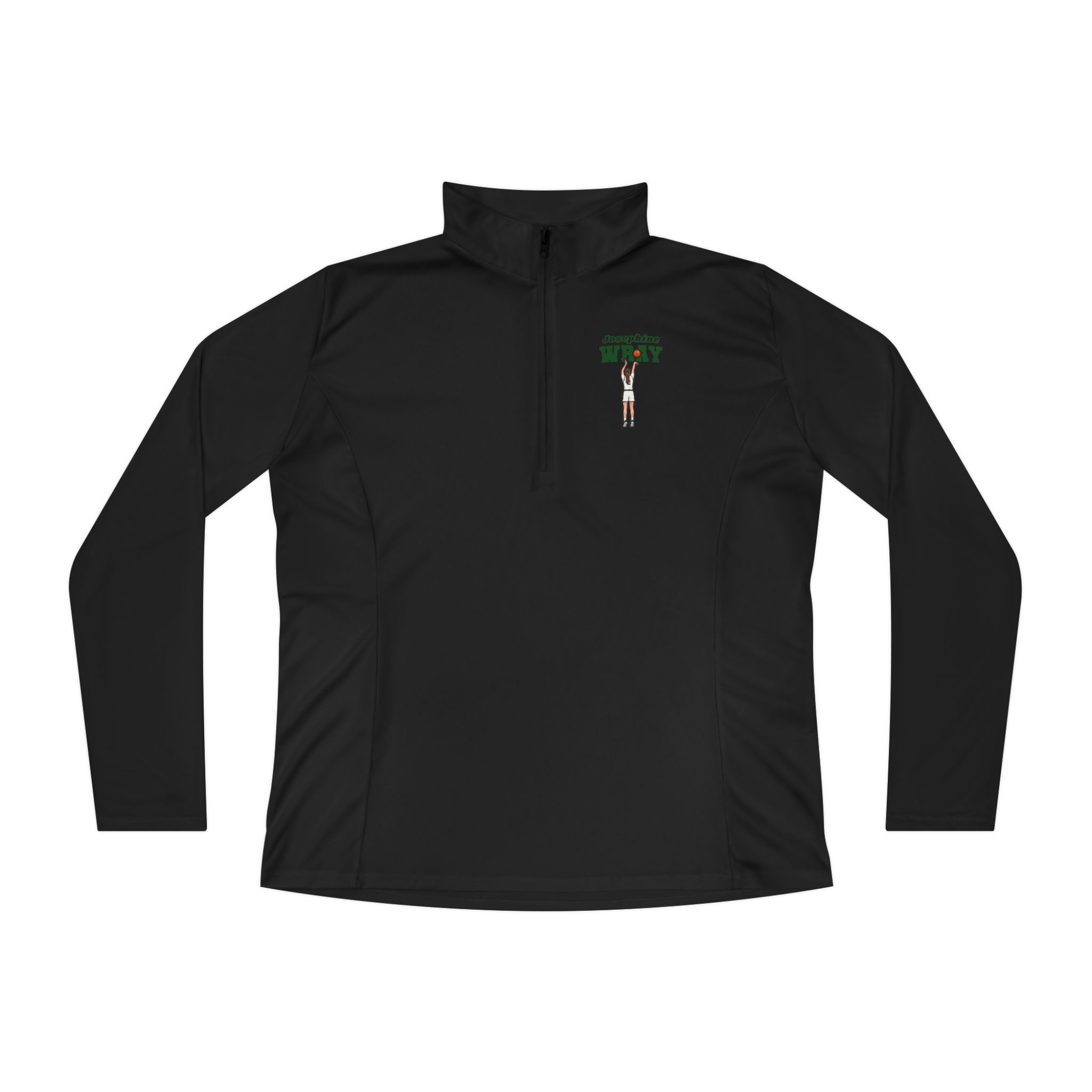 Women's Q-Zip Pullover — character_name_arch in Black