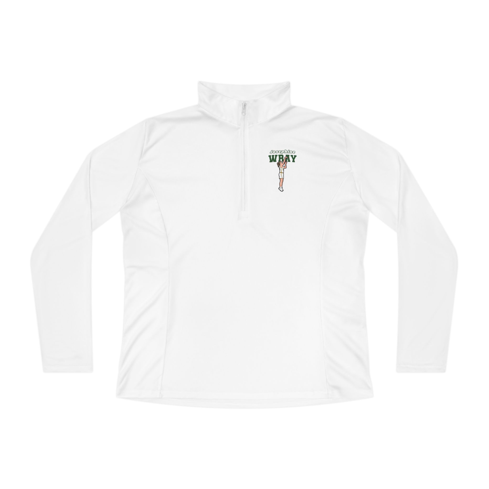 Women's Q-Zip Pullover — character_name_arch in White