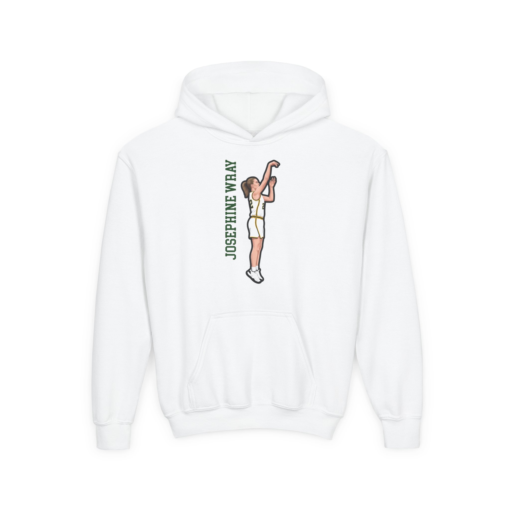 Youth Hoodie — character_name_vertical in White