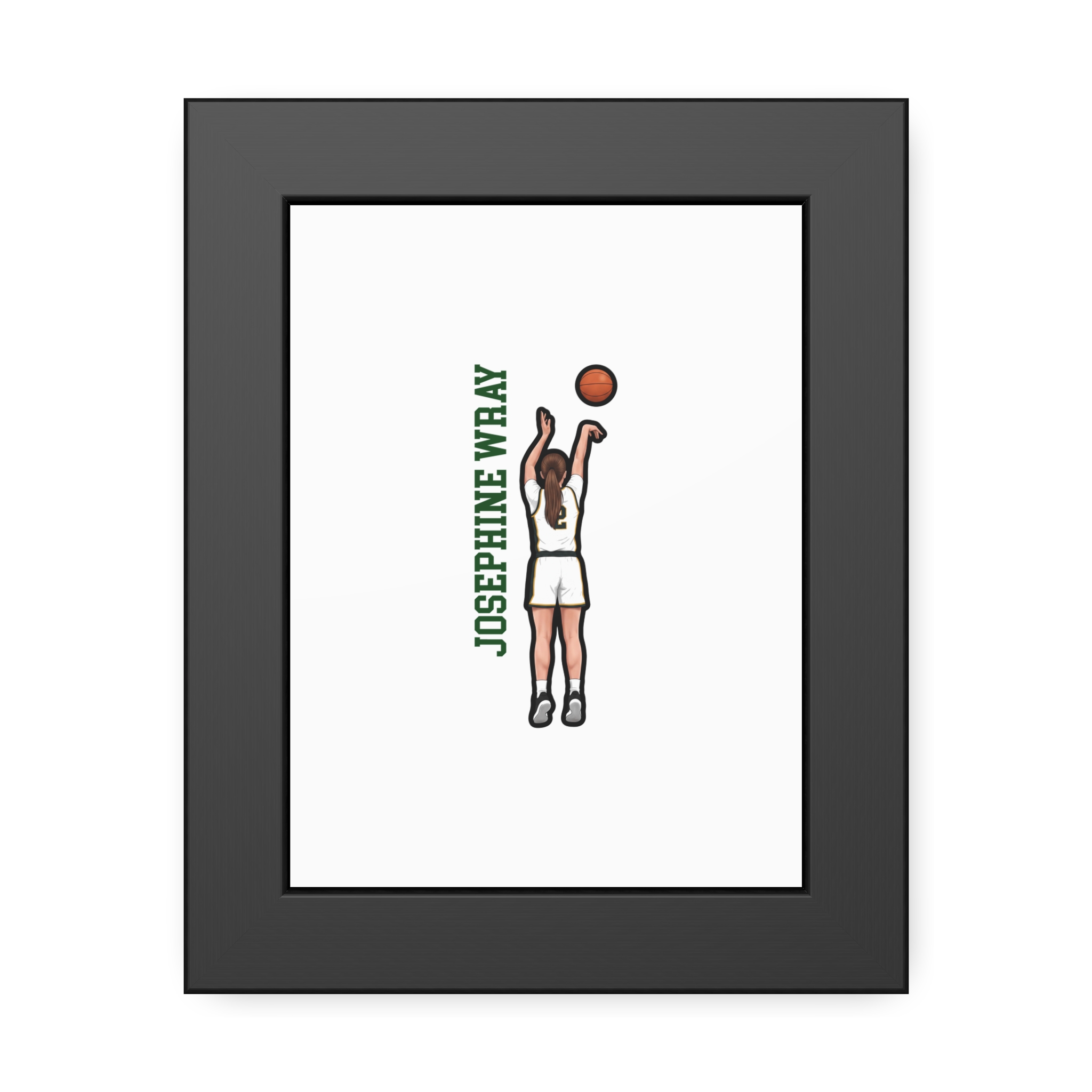 Framed Poster — character_name_vertical in Black
