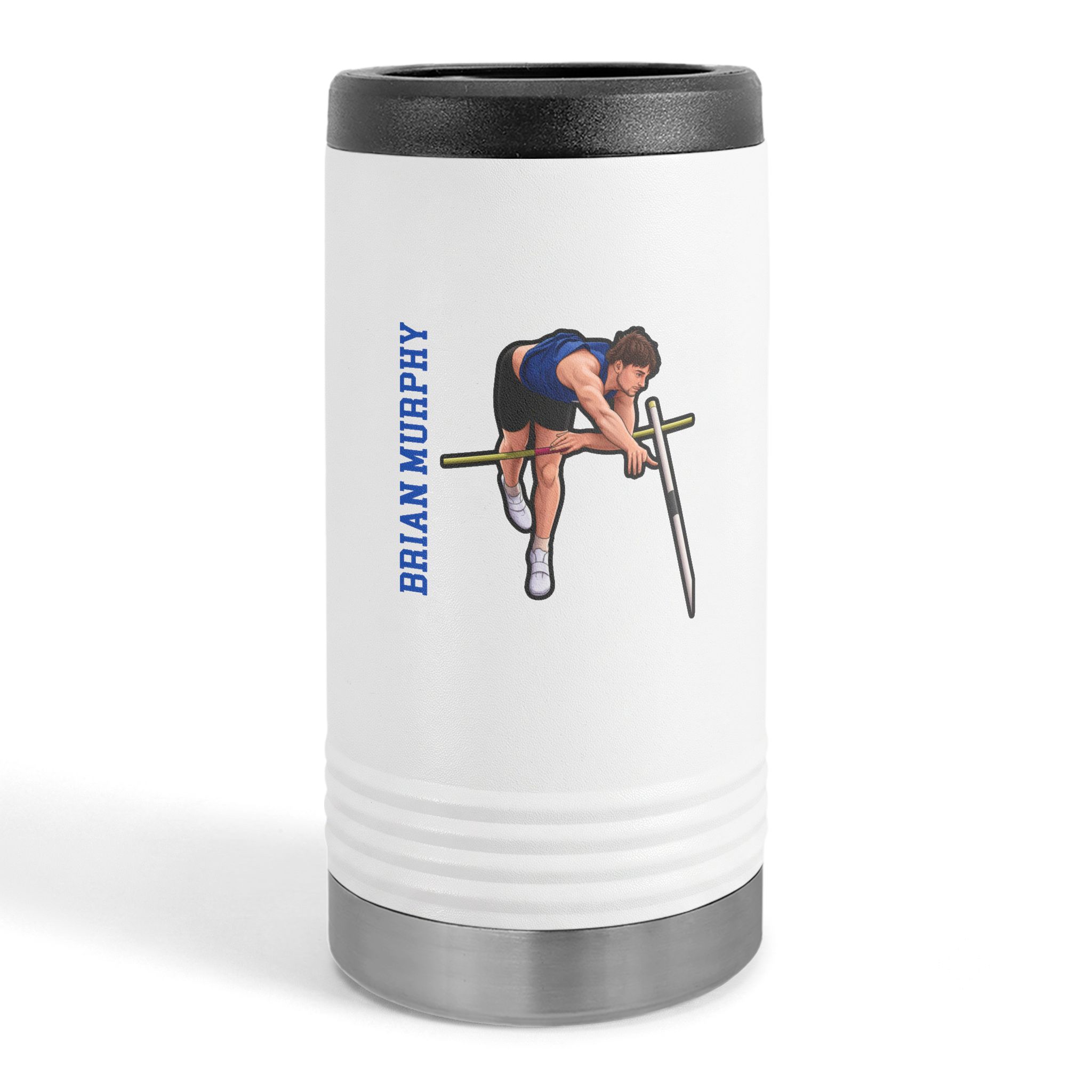 Slim Stainless Can Cooler — character_name_vertical in White