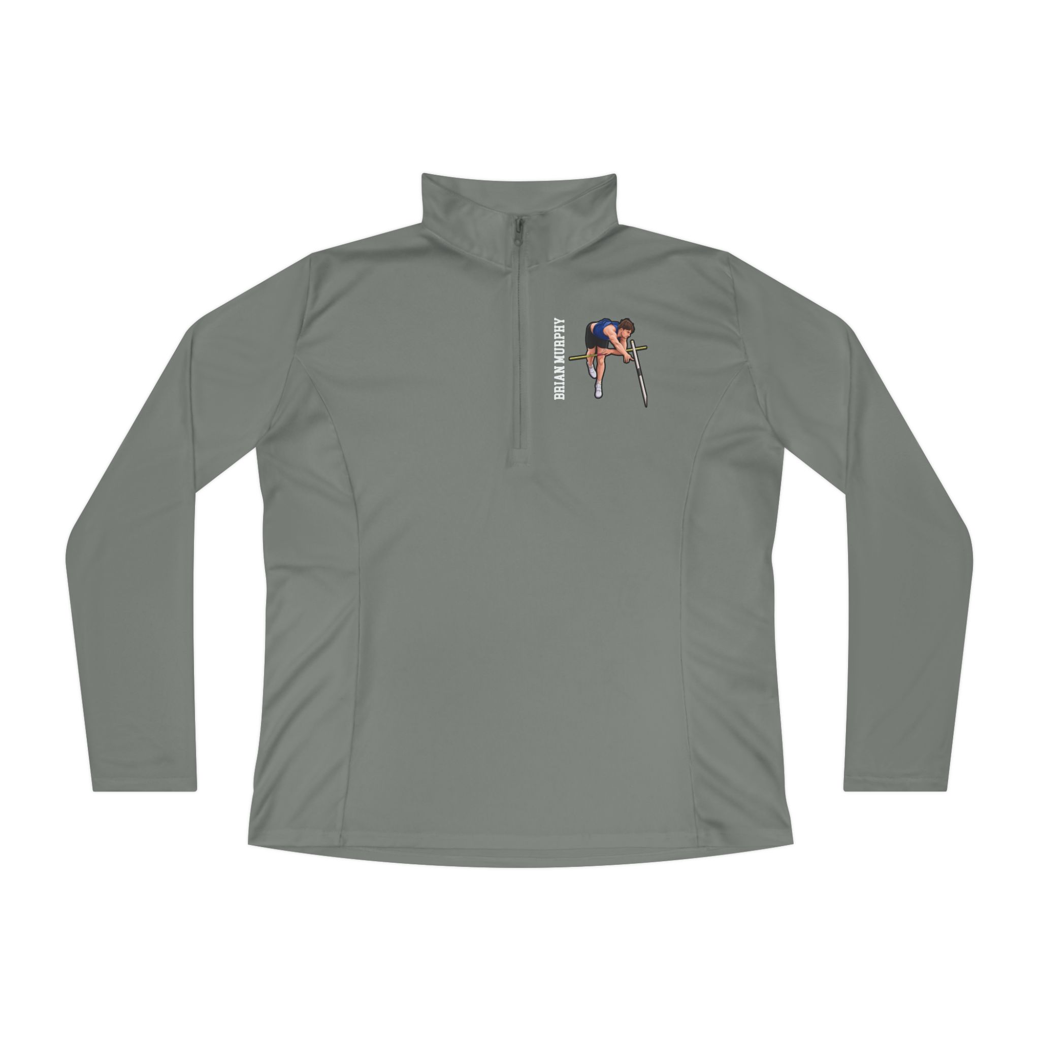 Women's Q-Zip Pullover — character_name_vertical in Grey