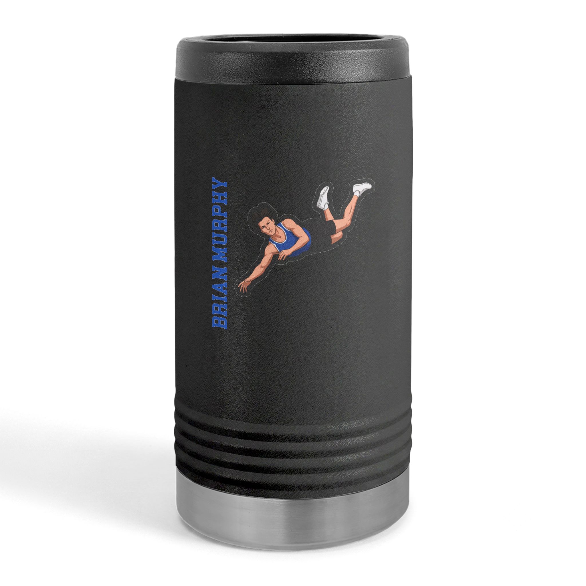 Slim Stainless Can Cooler — character_name_vertical in Black