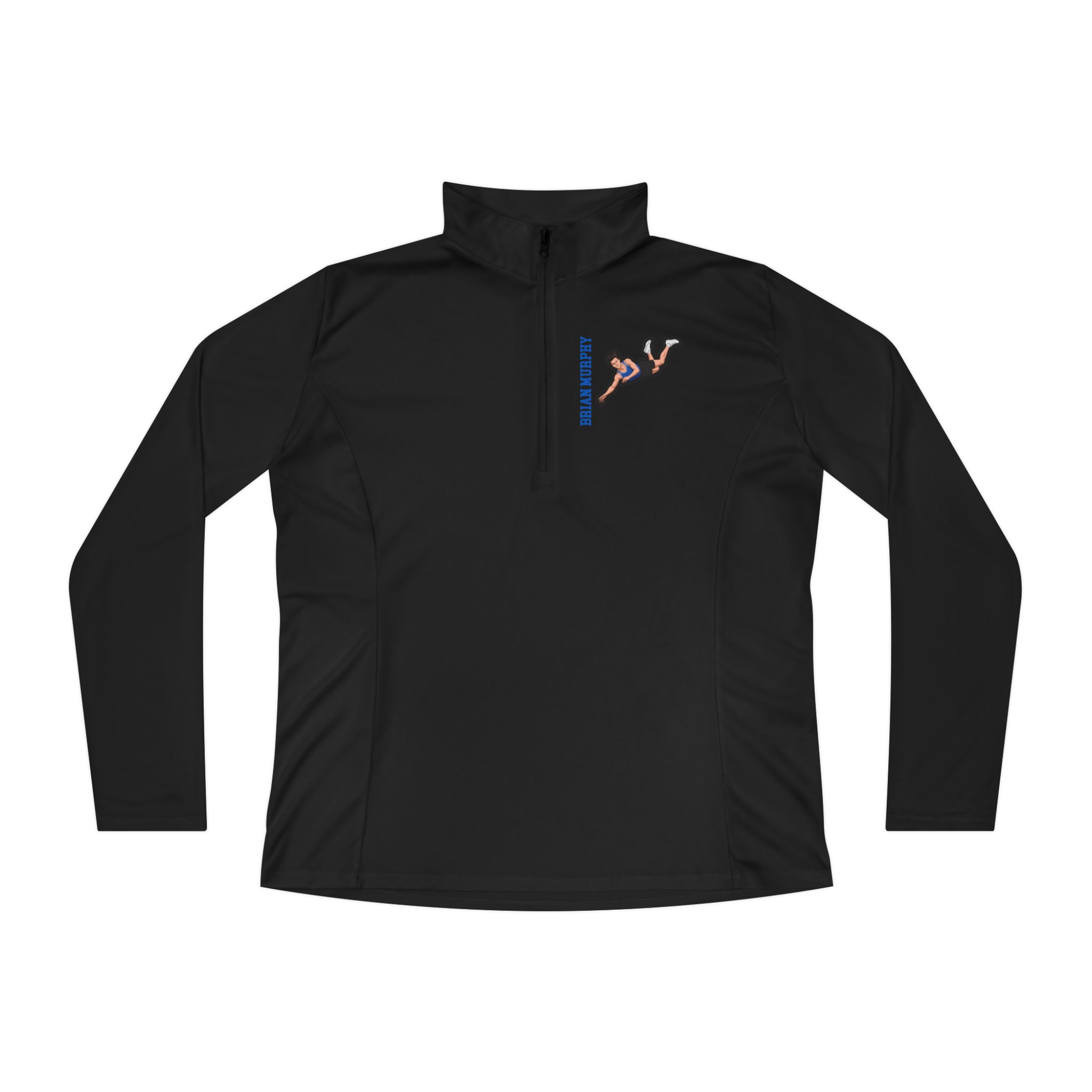Women's Q-Zip Pullover — character_name_vertical in Black