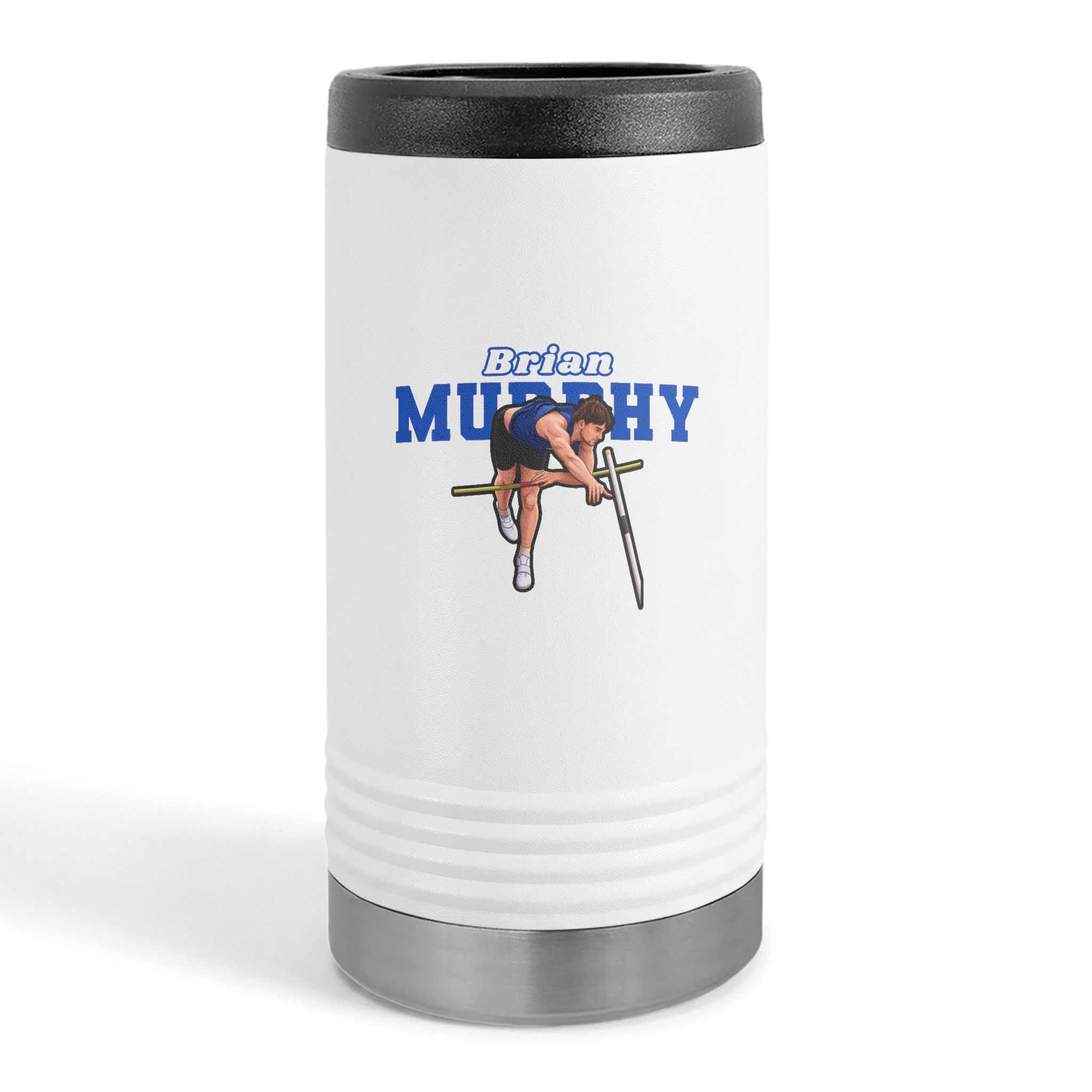 Slim Stainless Can Cooler — character_name_arch in White