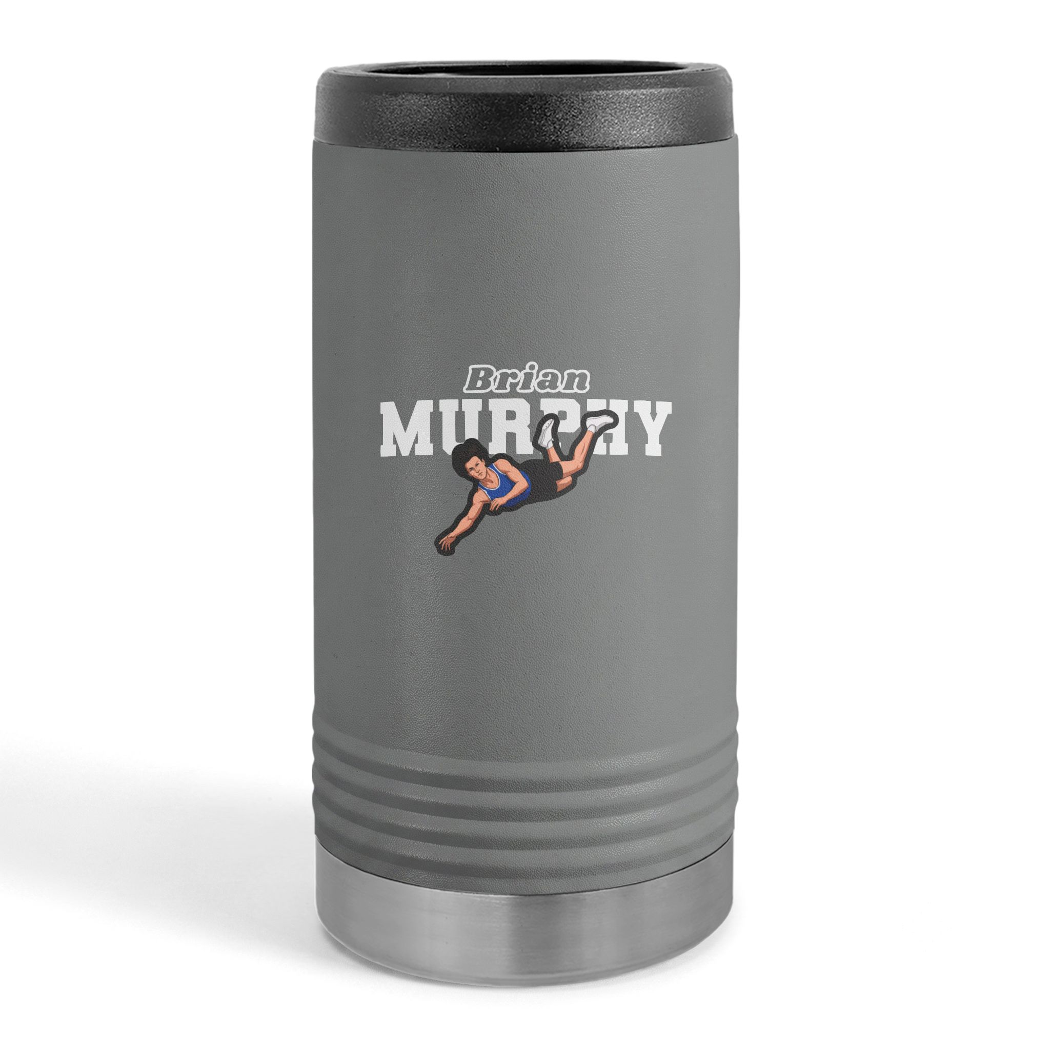 Slim Stainless Can Cooler — character_name_arch in Grey