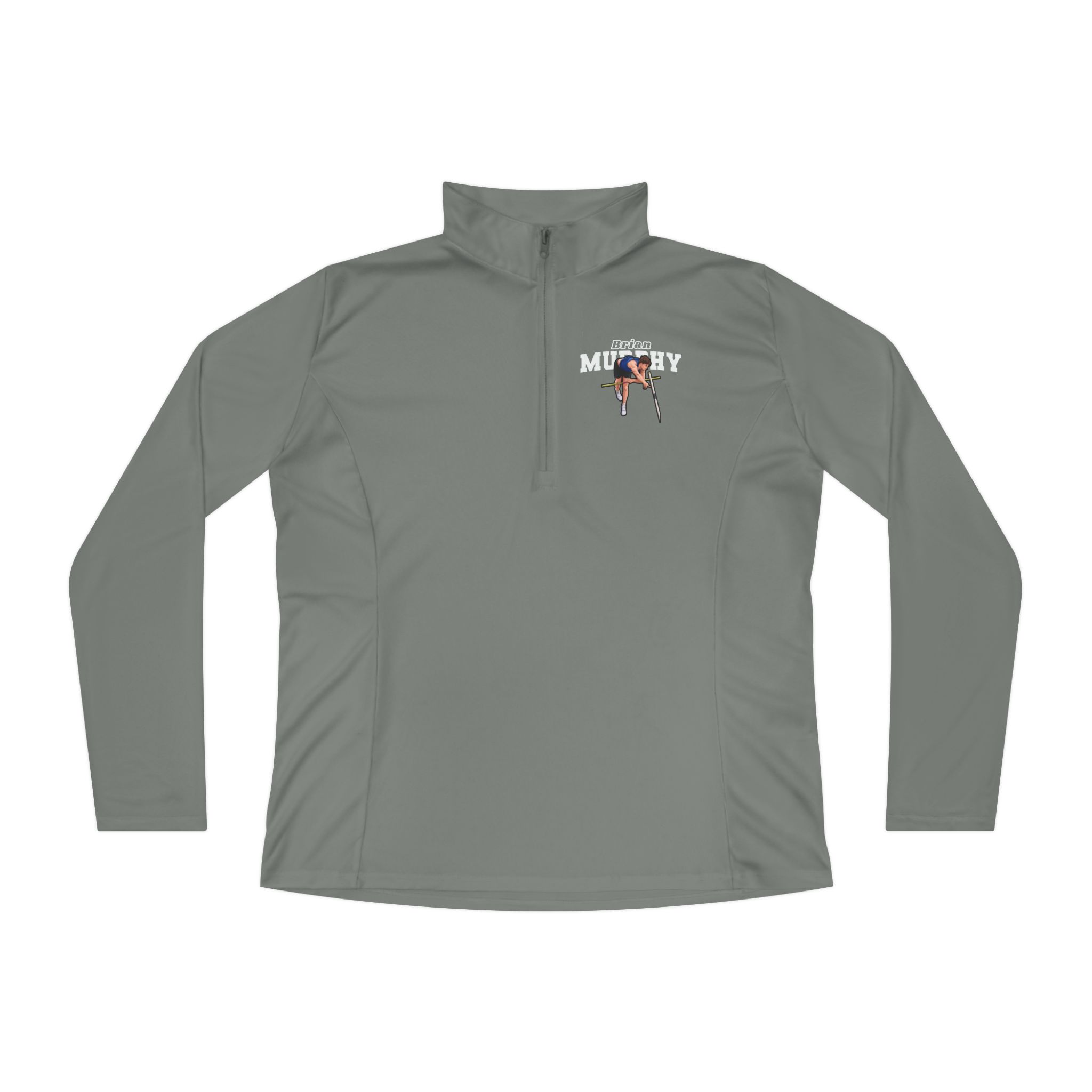 Women's Q-Zip Pullover — character_name_arch in Grey