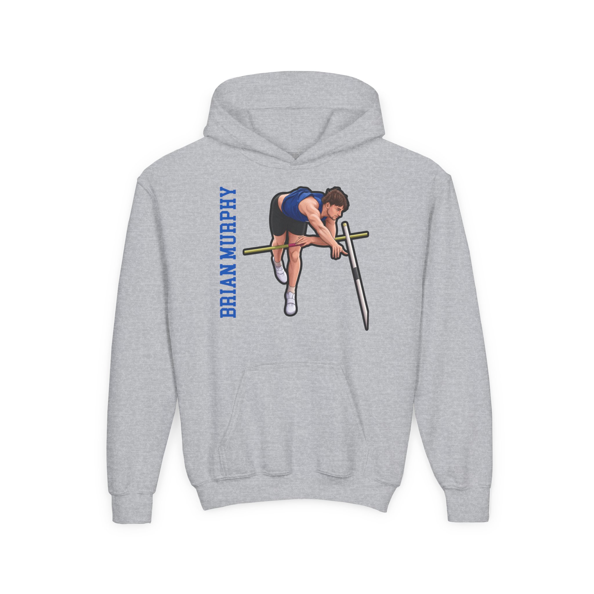 Youth Hoodie — character_name_vertical in Grey