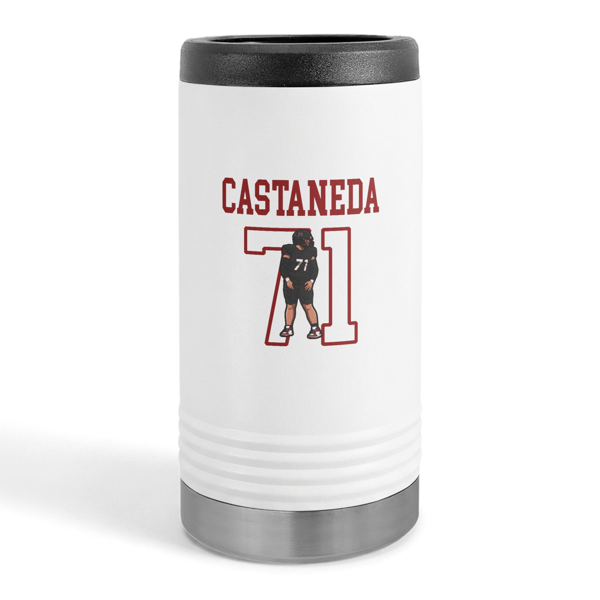 Slim Stainless Can Cooler — character_shirsey in White
