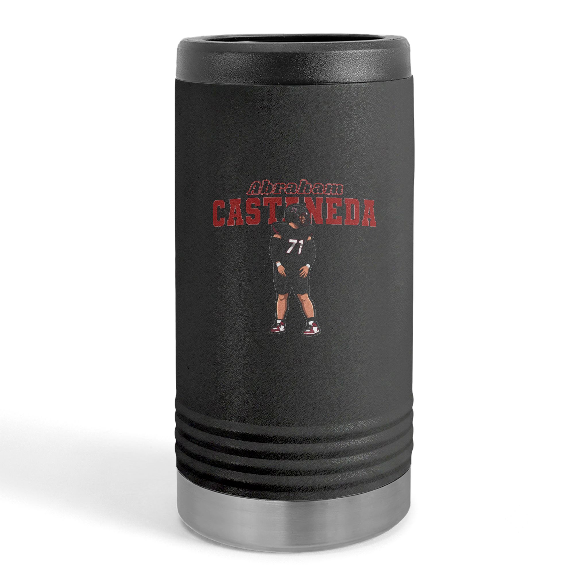 Slim Stainless Can Cooler — character_name_arch in Black