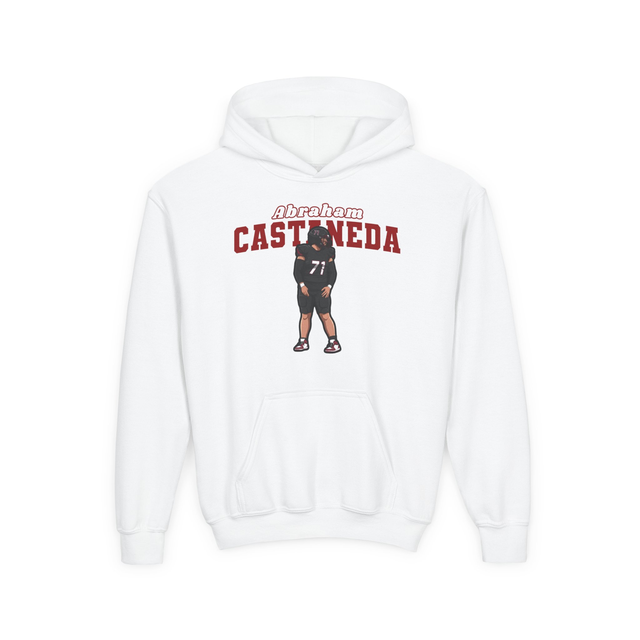 Youth Hoodie — character_name_arch in White
