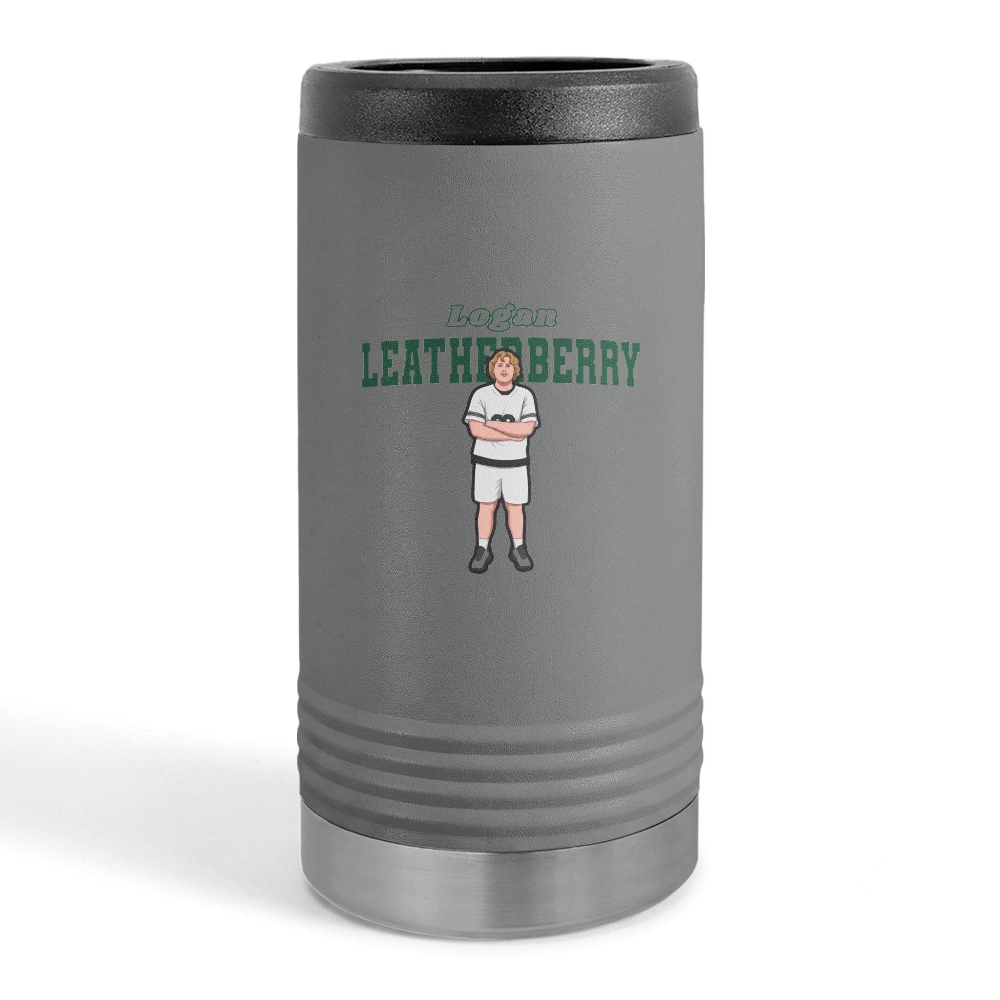 Slim Stainless Can Cooler — character_name_arch in Grey
