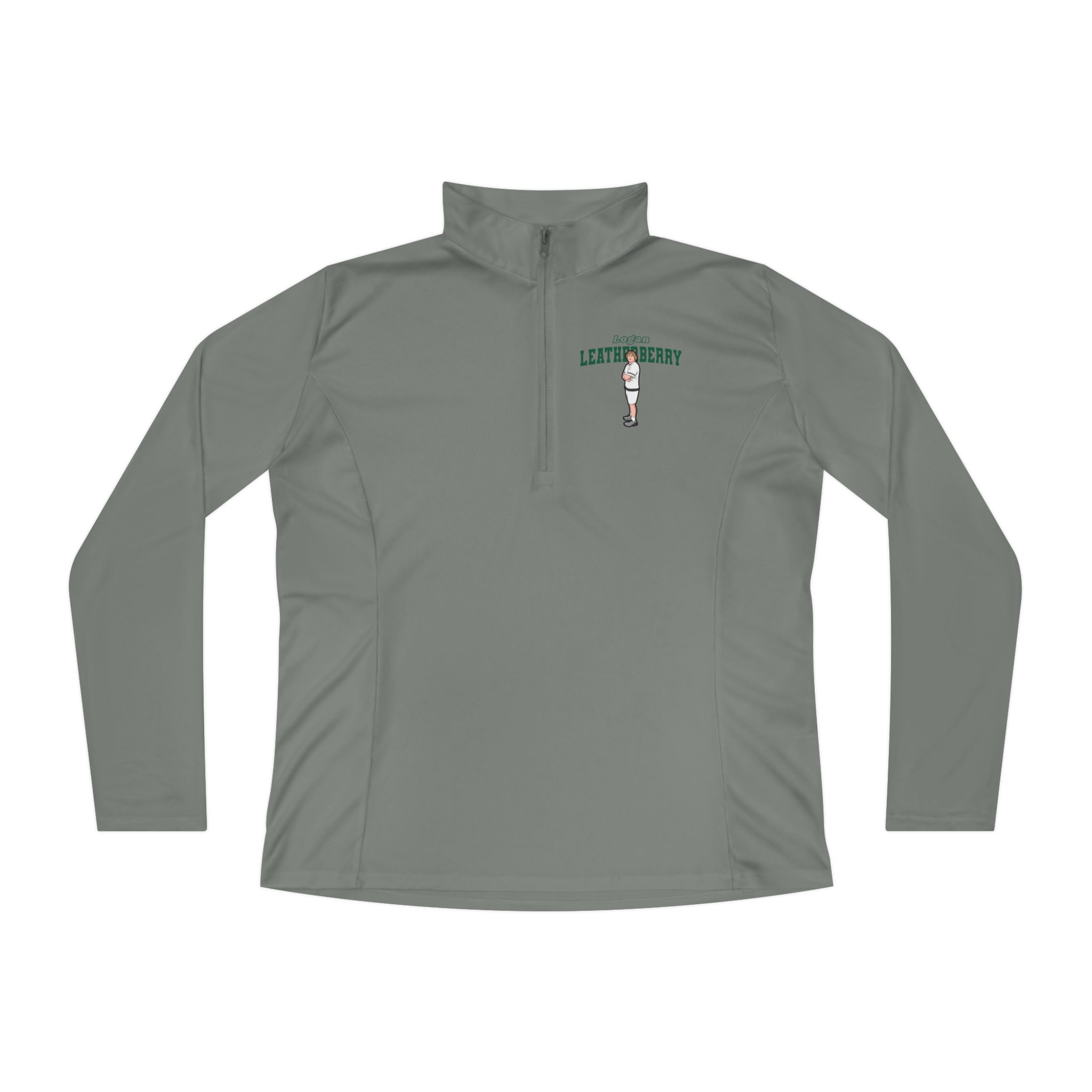 Women's Q-Zip Pullover — character_name_arch in Grey