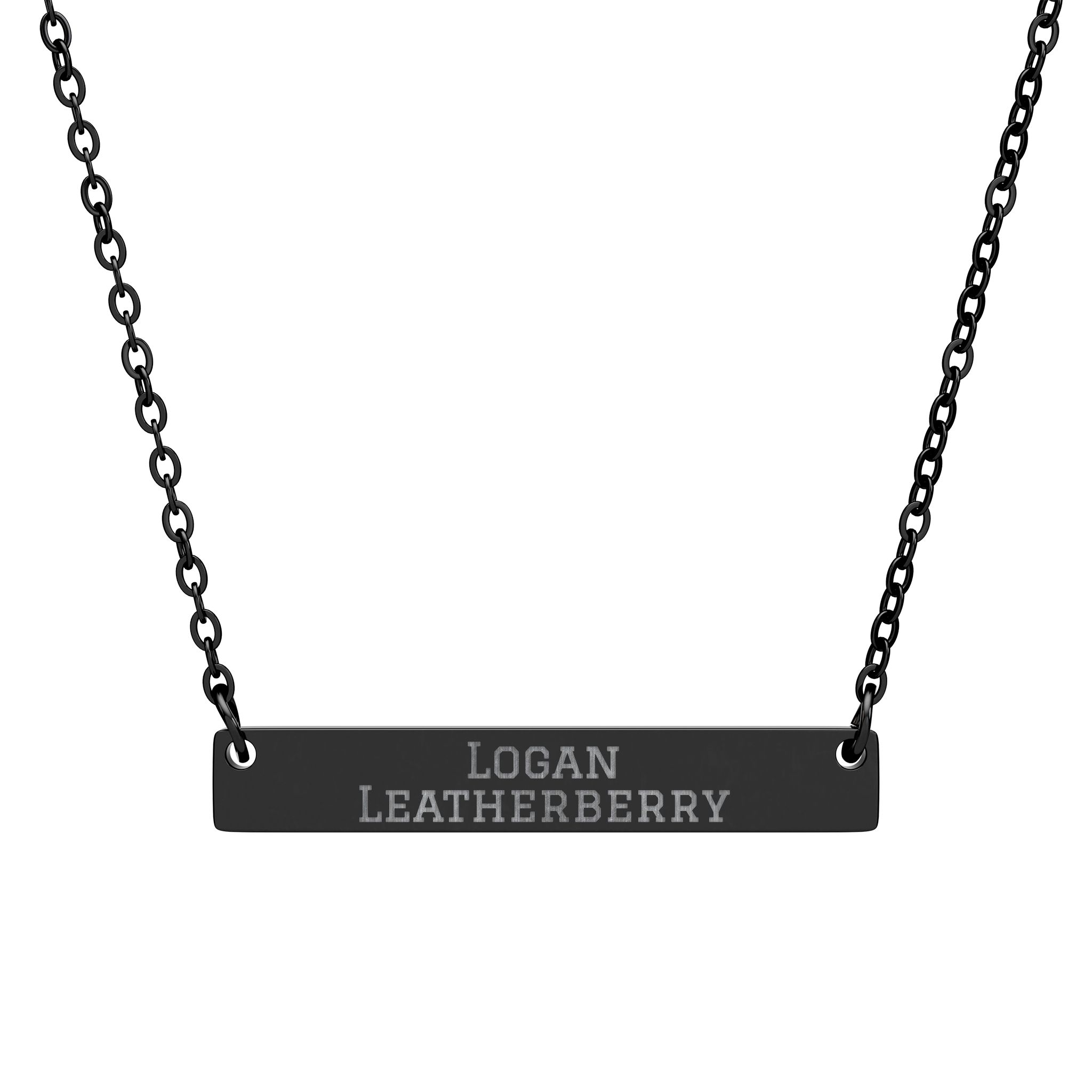 Engraved Bar Necklace — Classic in Black