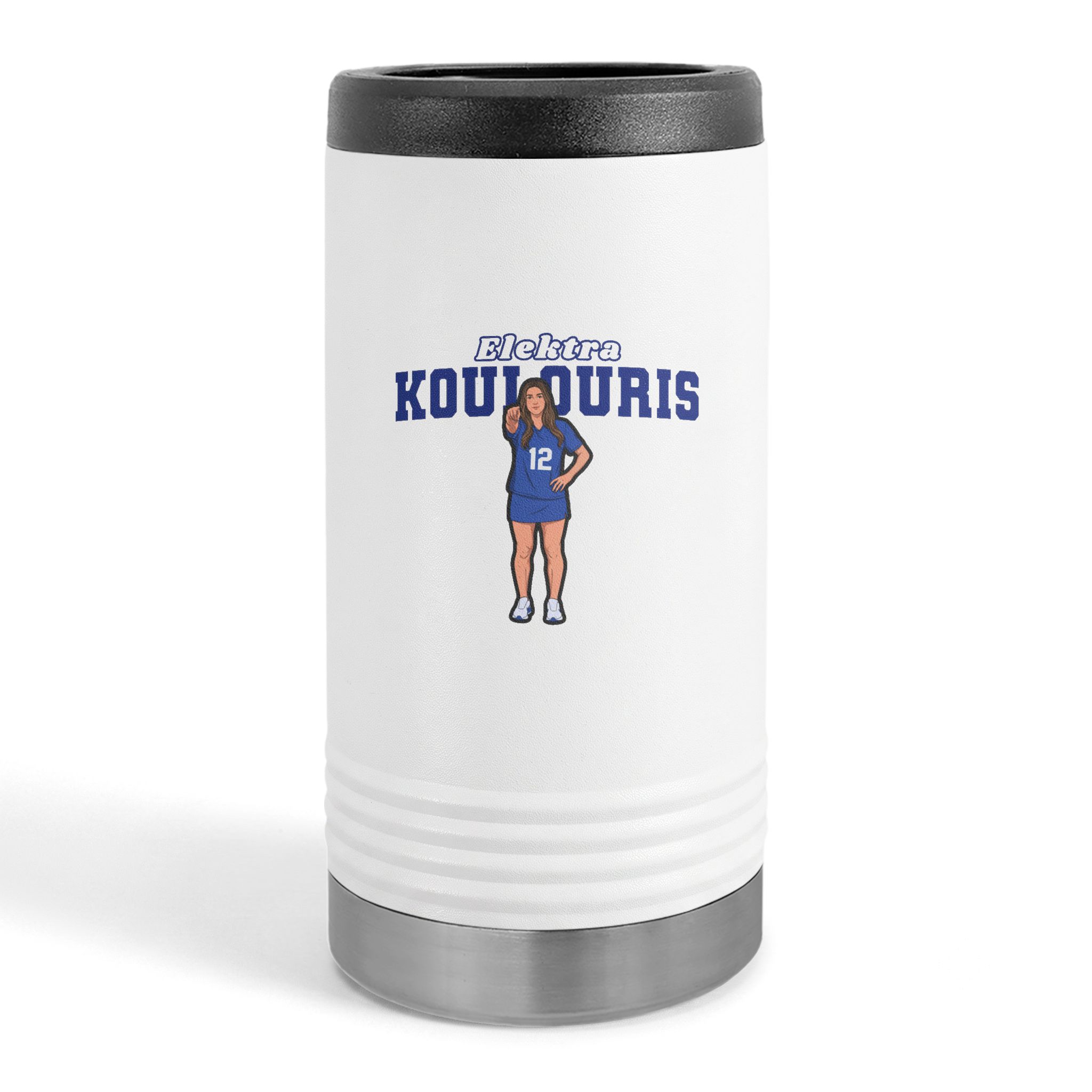 Slim Stainless Can Cooler — character_name_arch in White