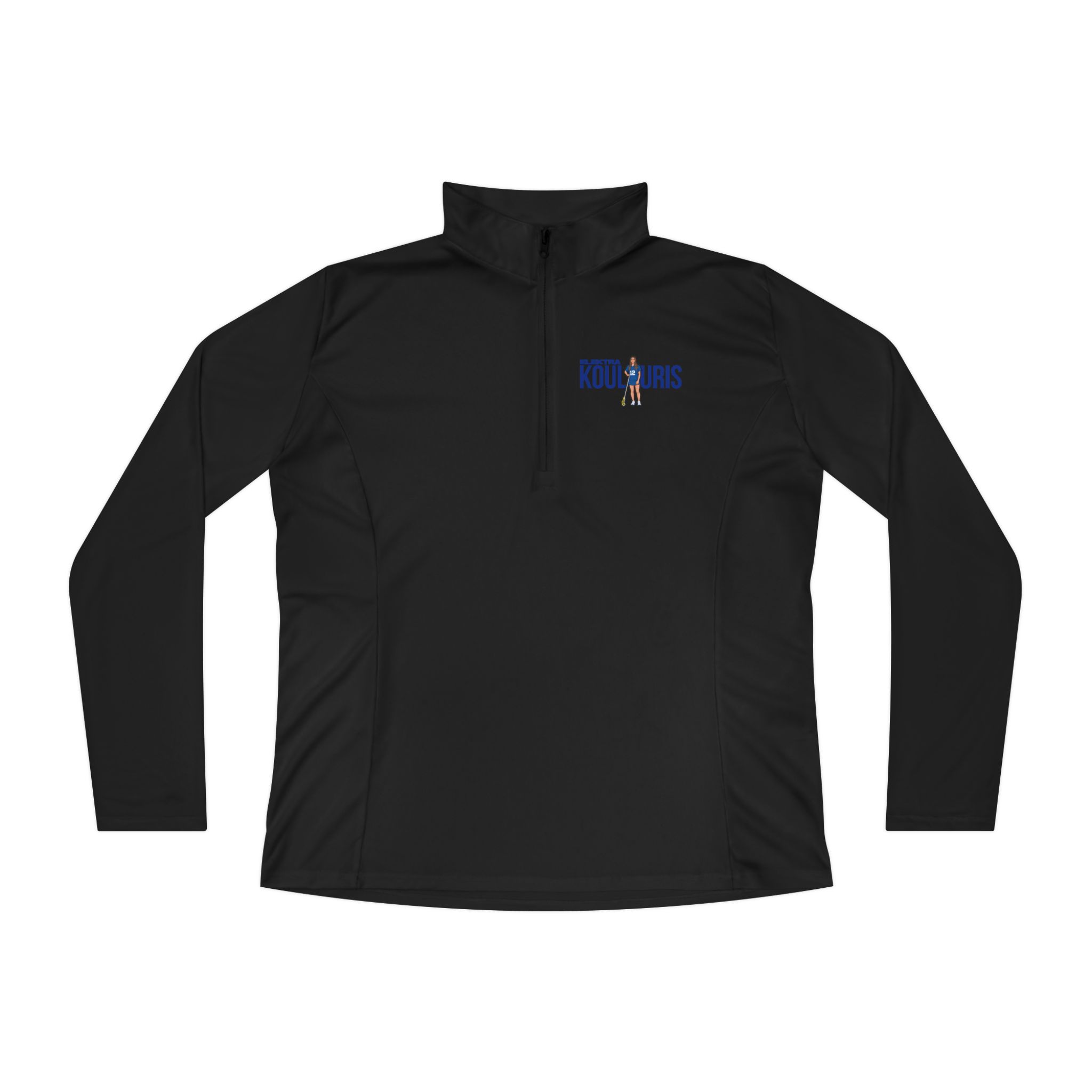 Women's Q-Zip Pullover — character_player_name in Black