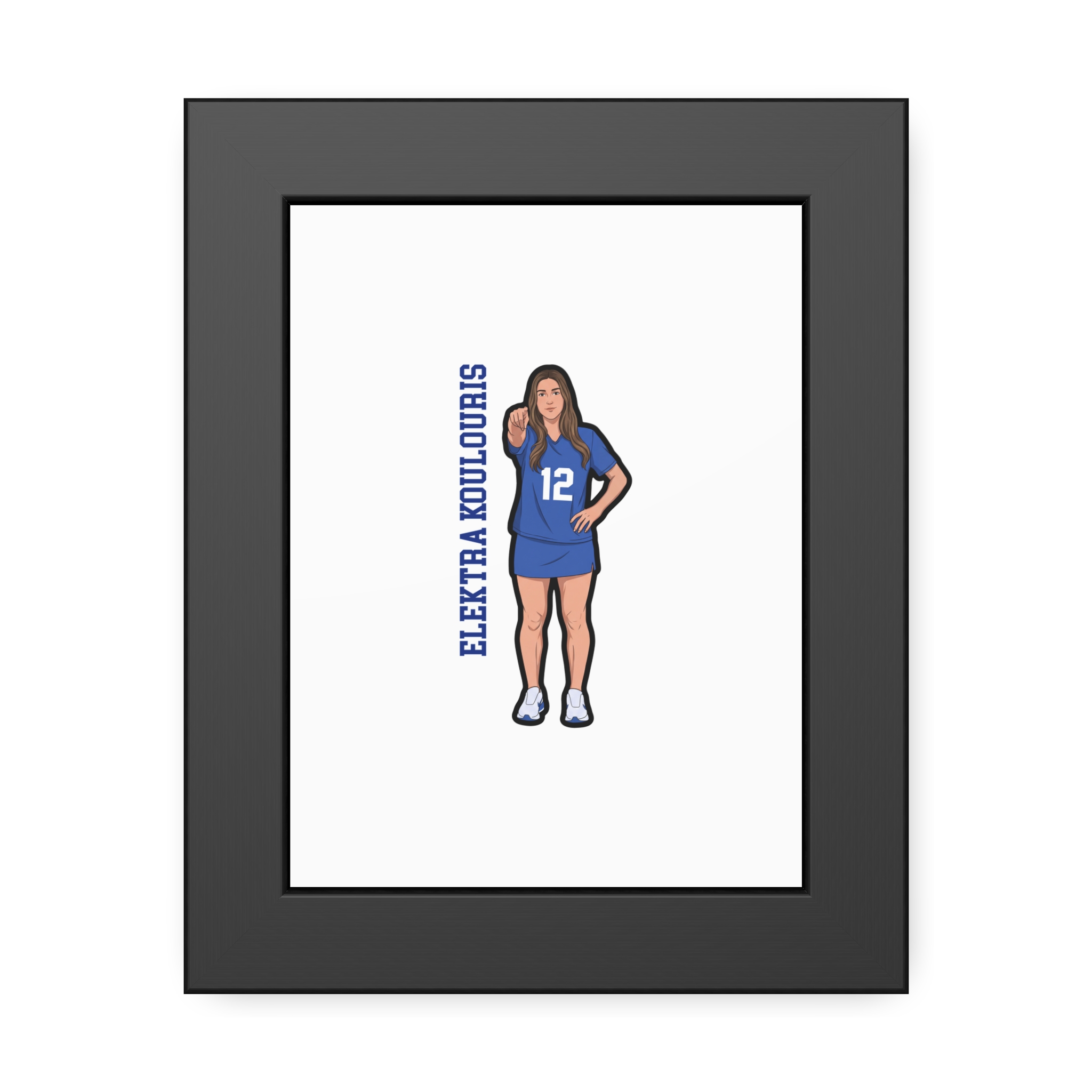 Framed Poster — character_name_vertical in Black