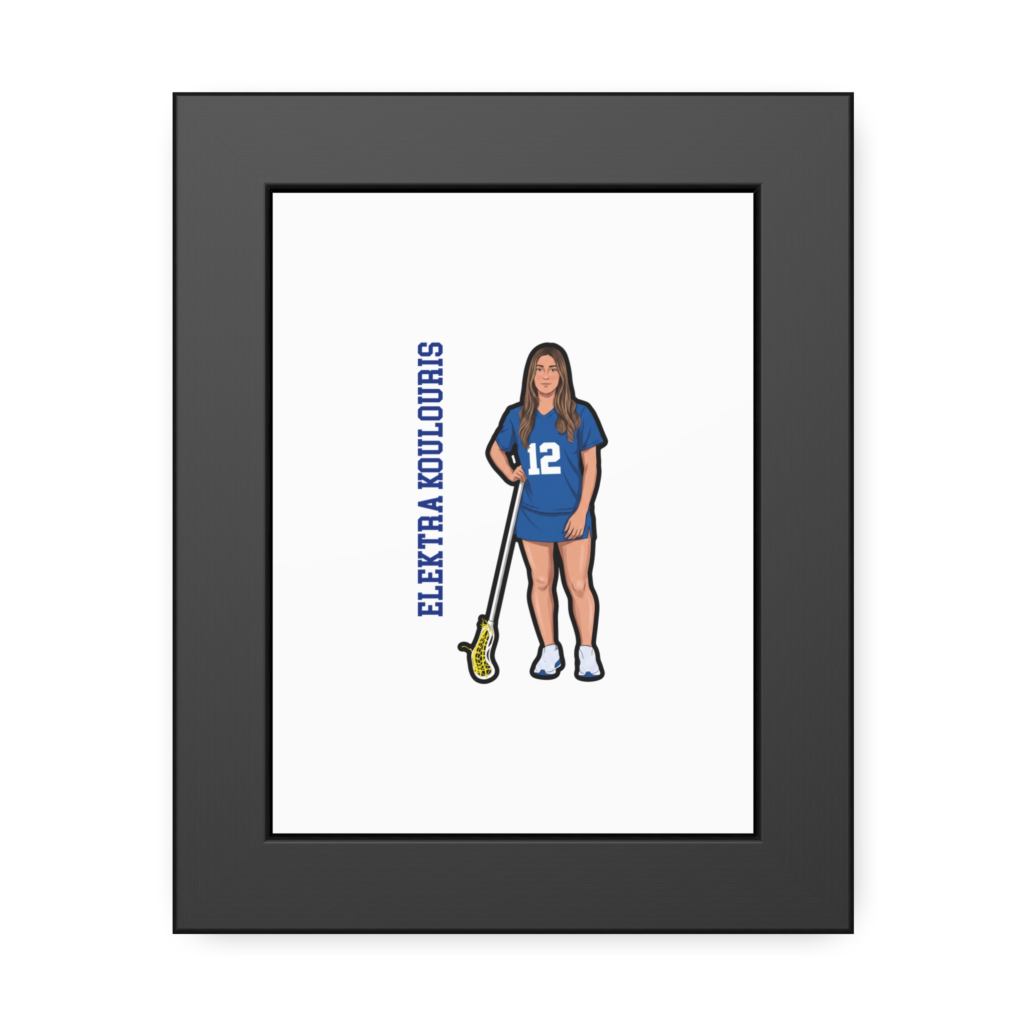 Framed Poster — character_name_vertical in Black