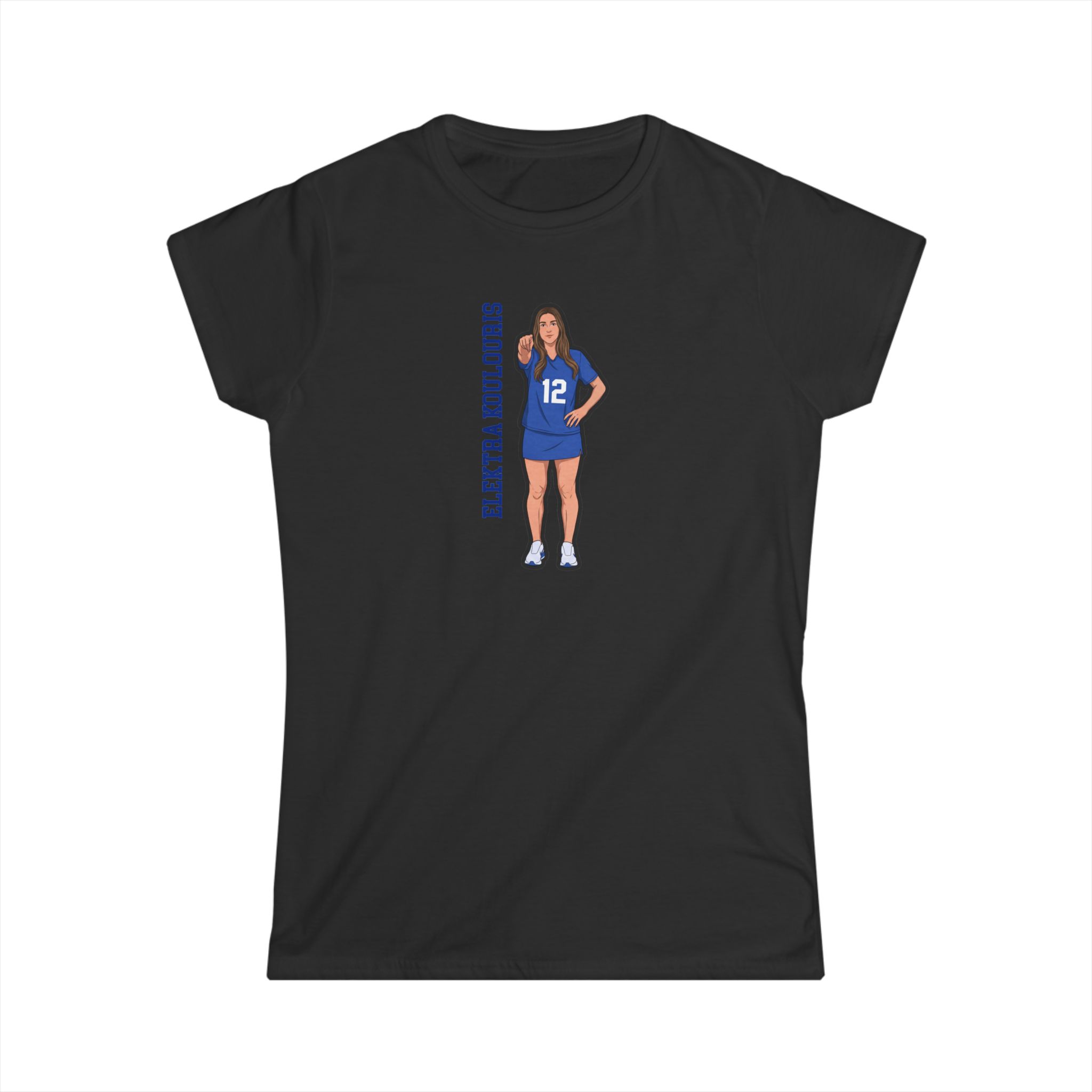Women's Softstyle Tee — character_name_vertical in Black