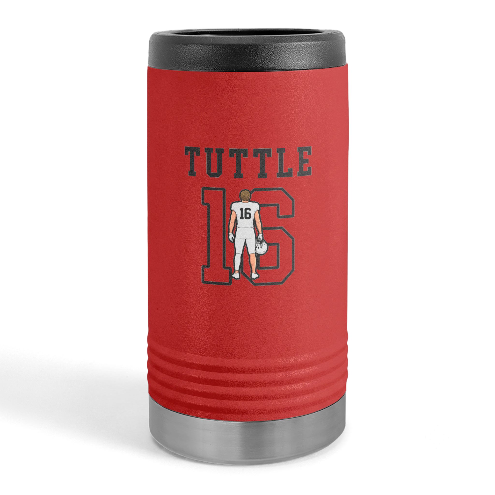 Slim Stainless Can Cooler — character_shirsey in Red
