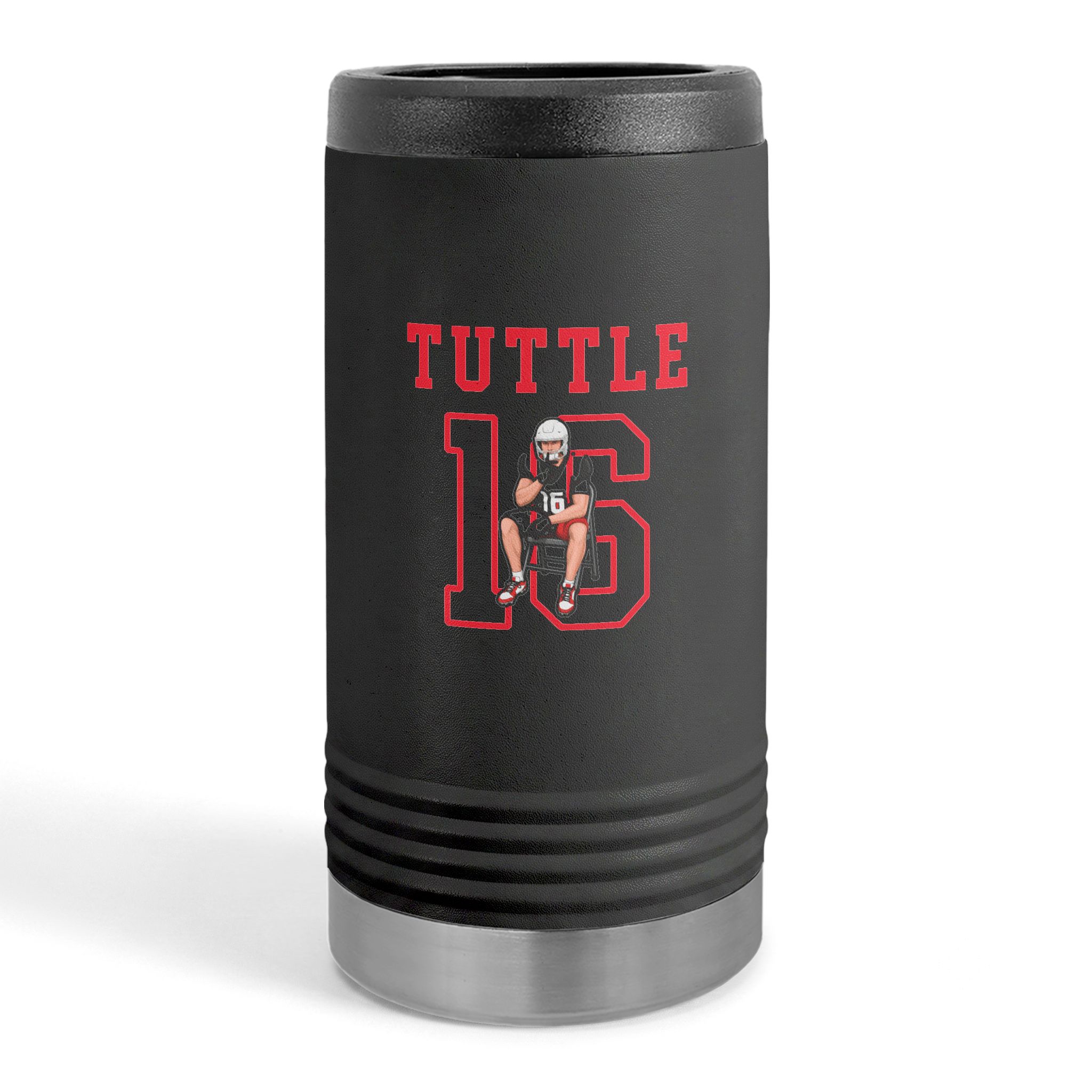 Slim Stainless Can Cooler — character_shirsey in Black