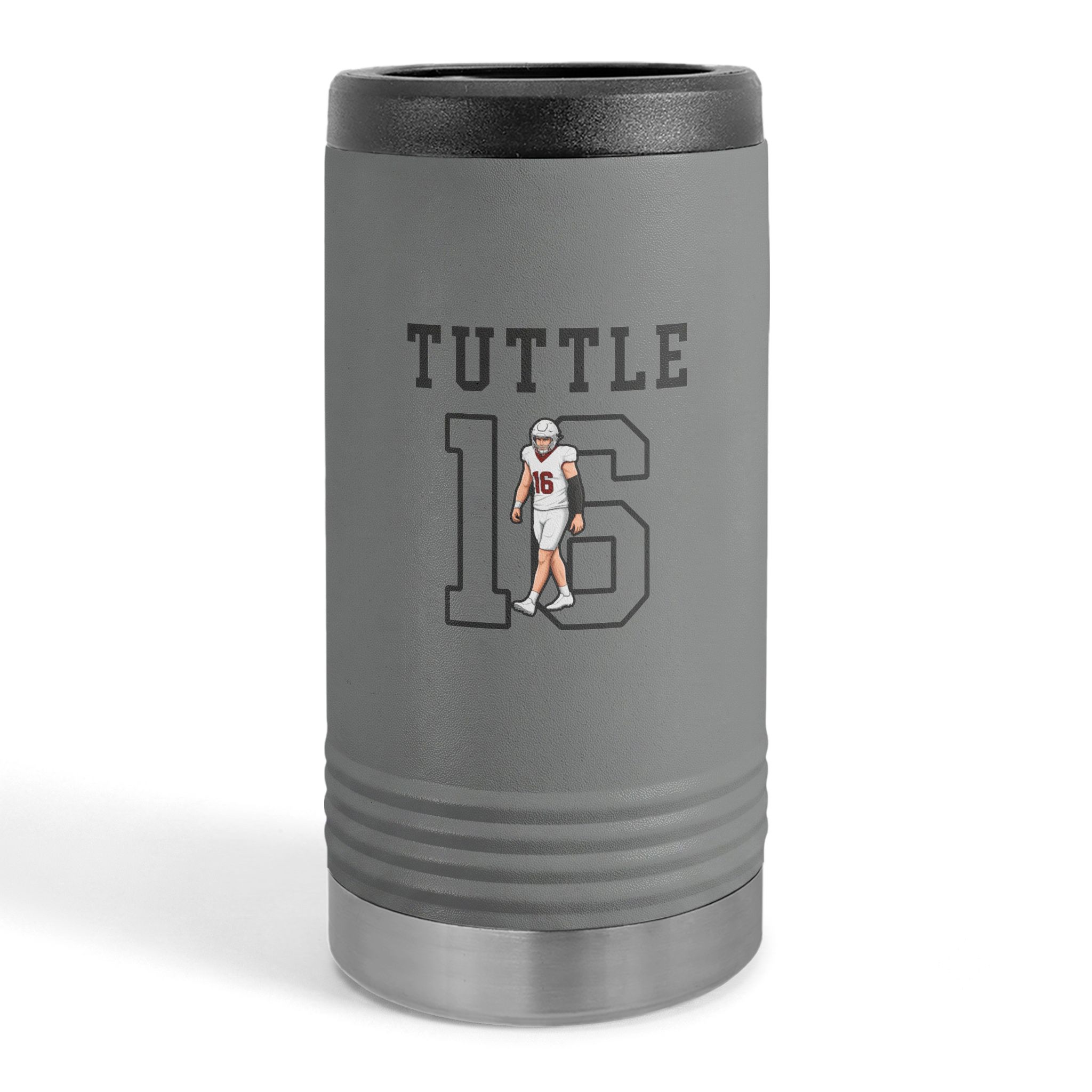 Slim Stainless Can Cooler — character_shirsey in Grey