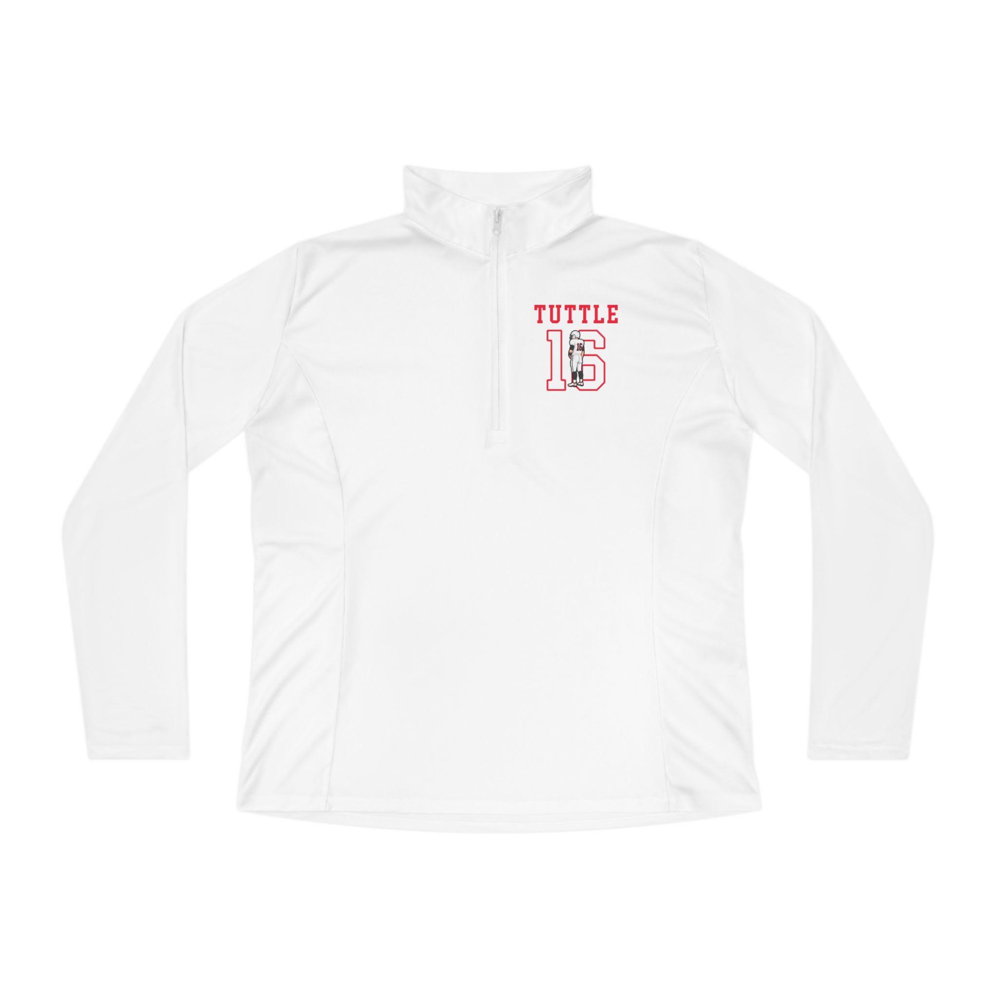 Women's Q-Zip Pullover — character_shirsey in White