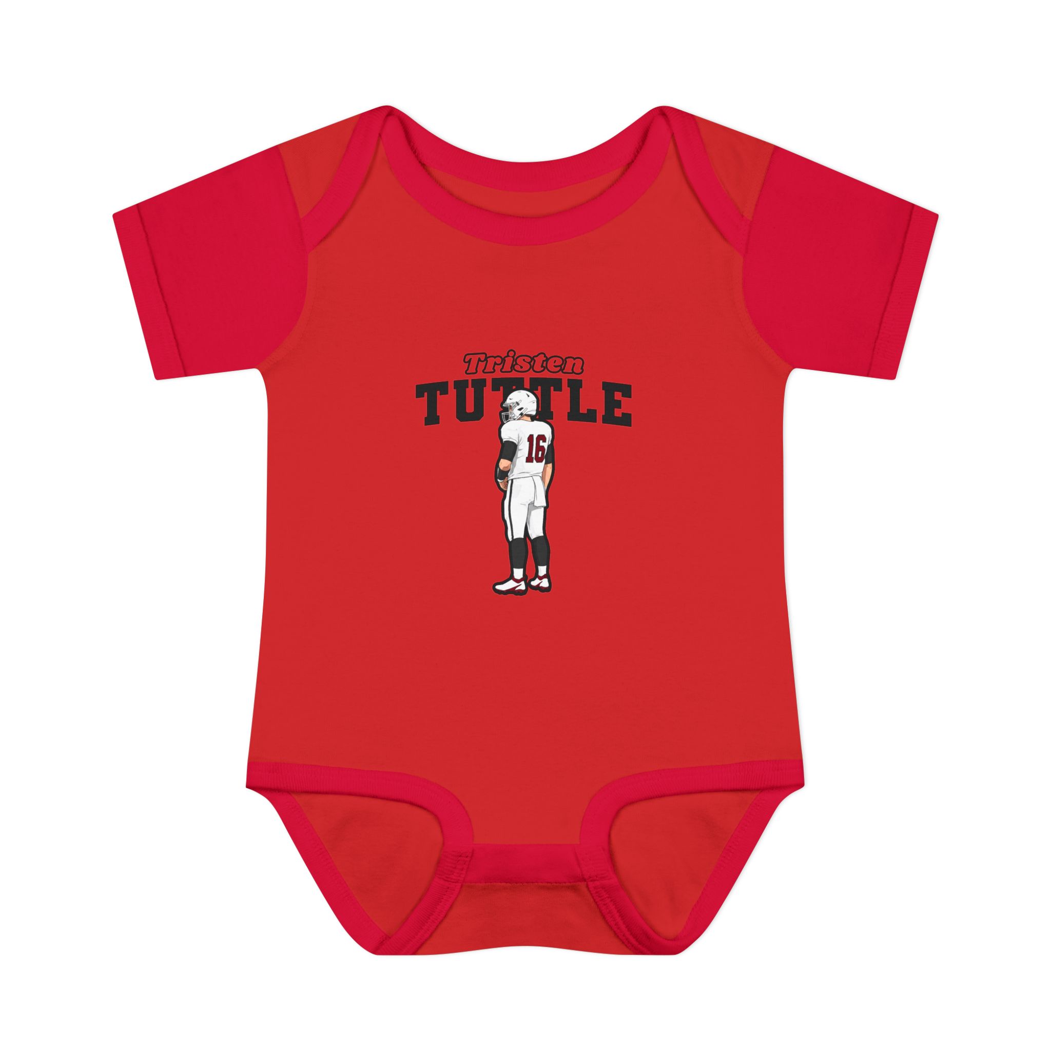 Baby Onesie — character_name_arch in Red