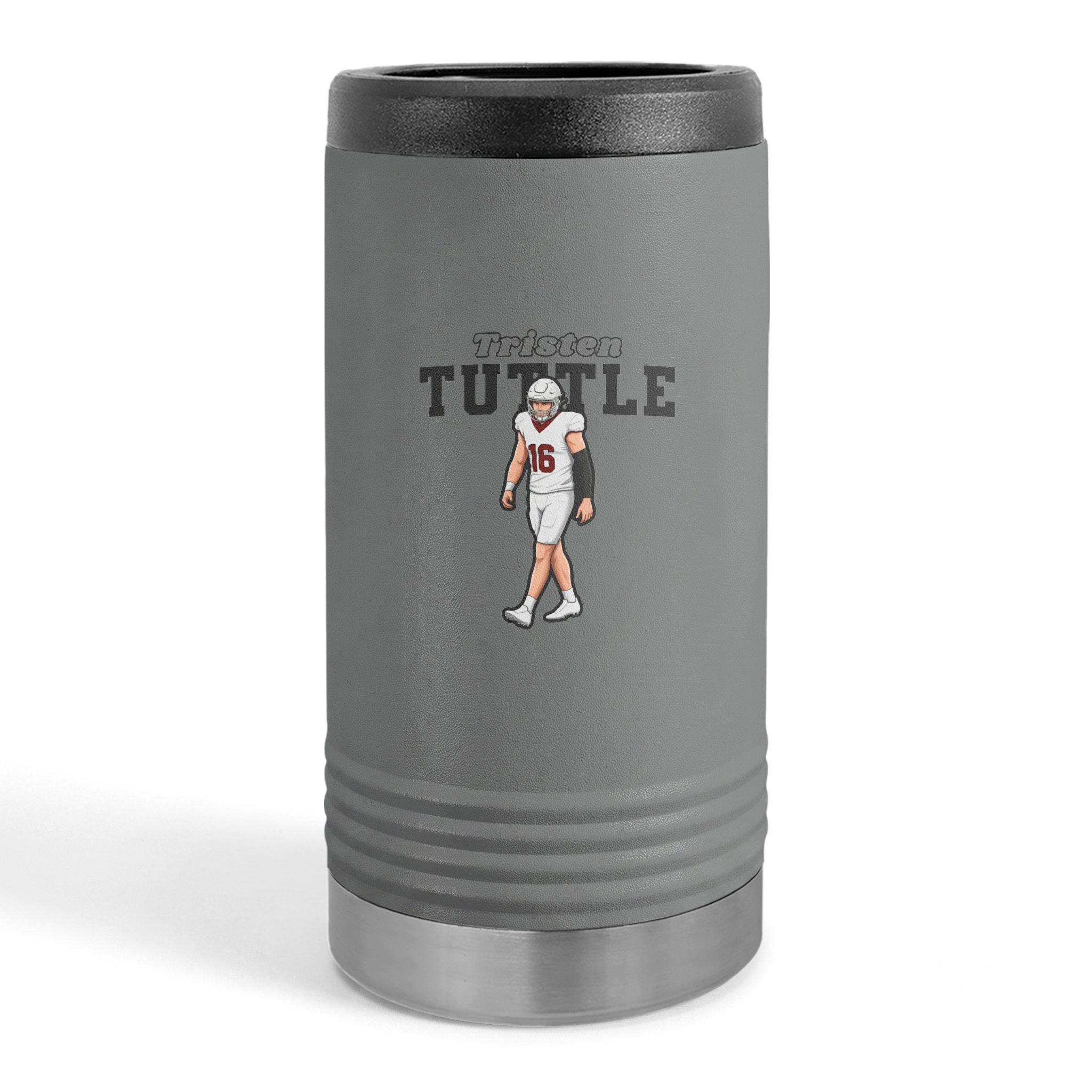 Slim Stainless Can Cooler — character_name_arch in Grey