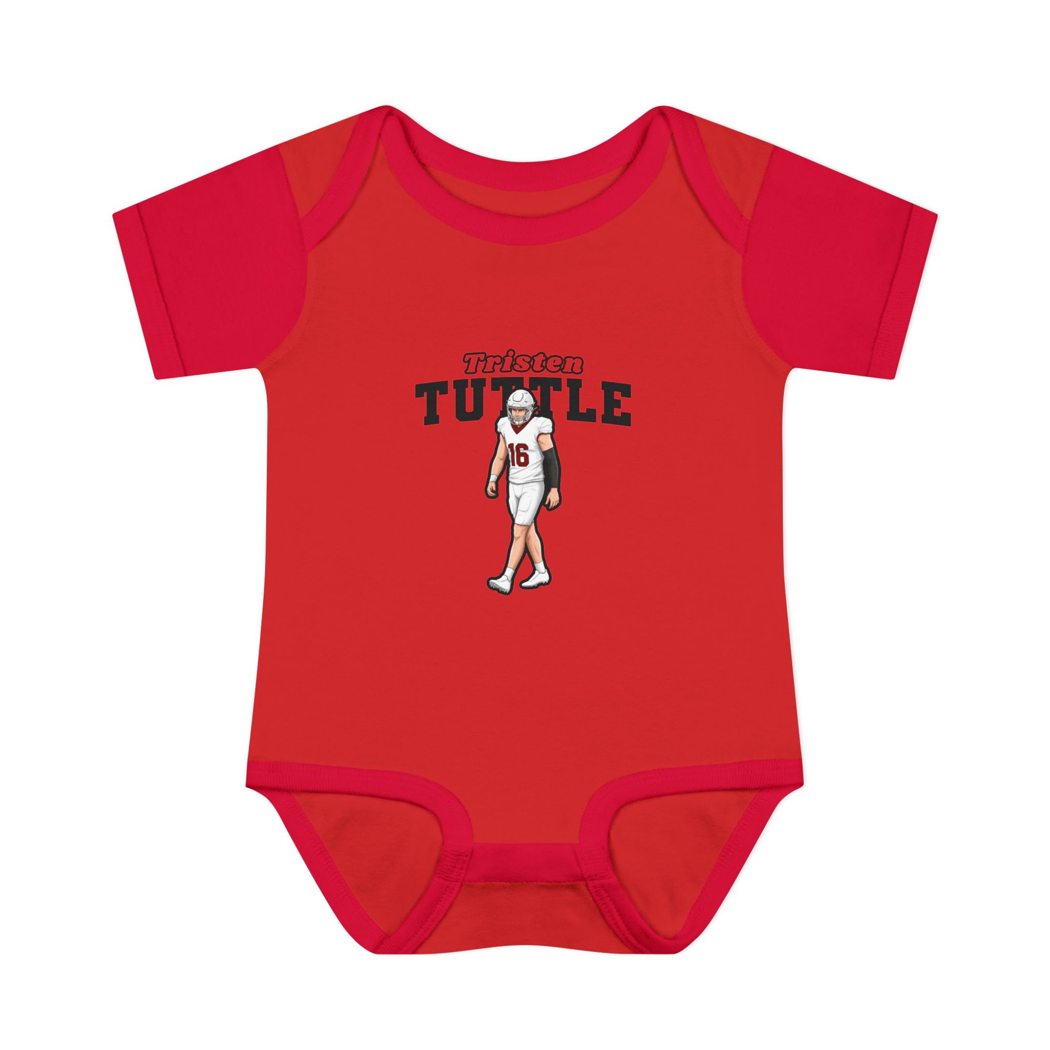 Baby Onesie — character_name_arch in Red