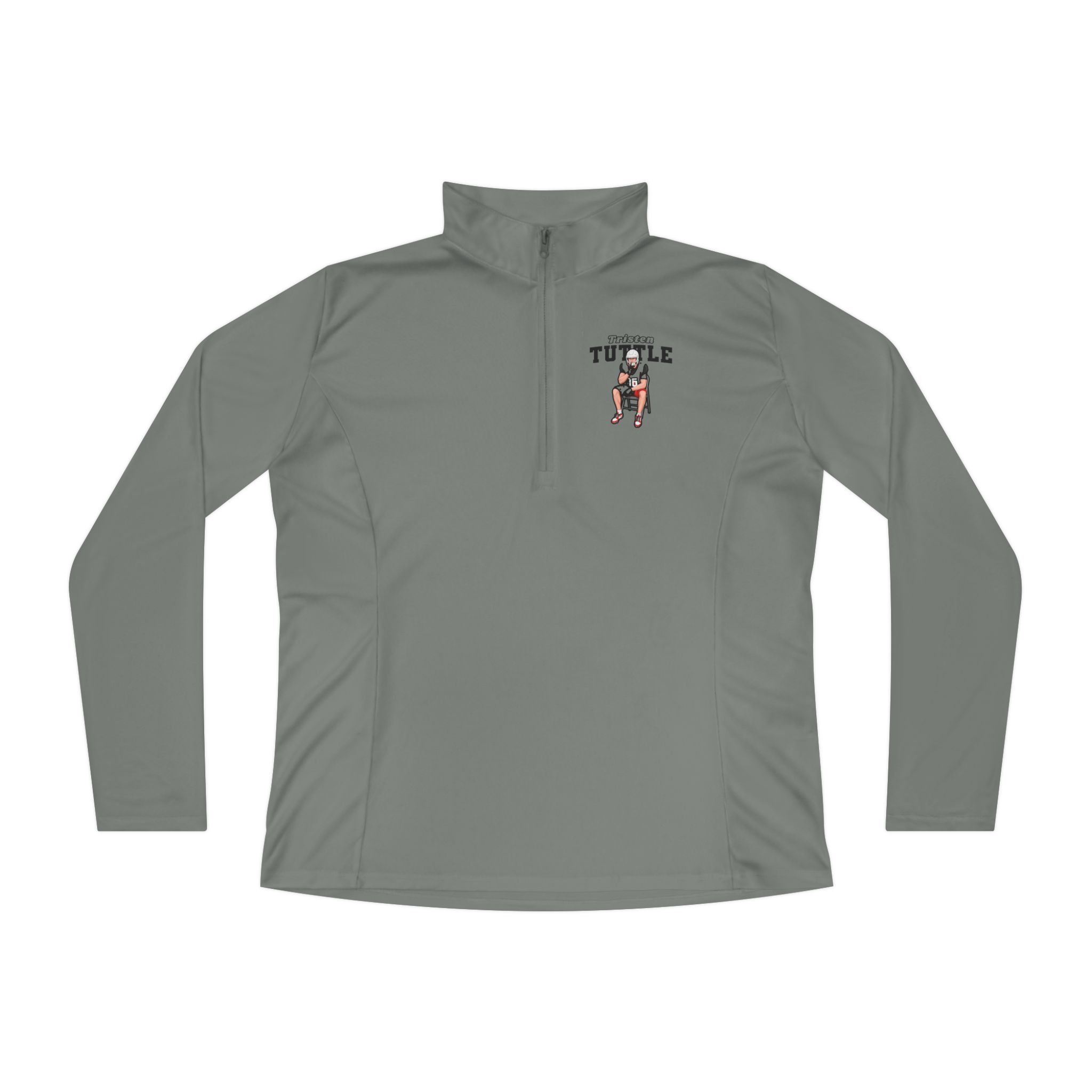 Women's Q-Zip Pullover — character_name_arch in Grey