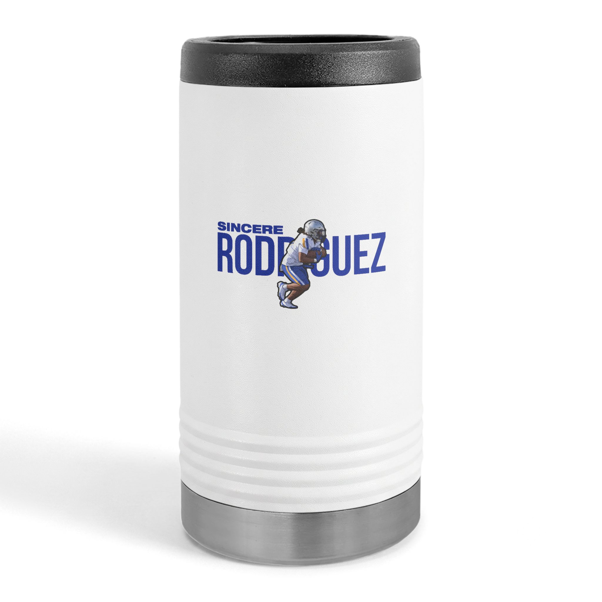 Slim Stainless Can Cooler — character_player_name in White