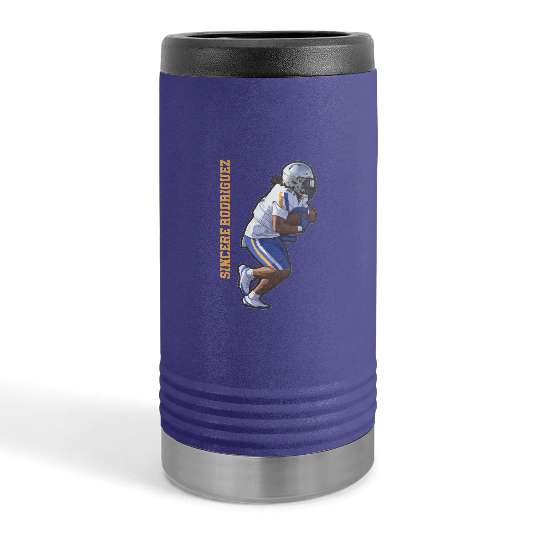 Slim Stainless Can Cooler — character_name_vertical in Purple