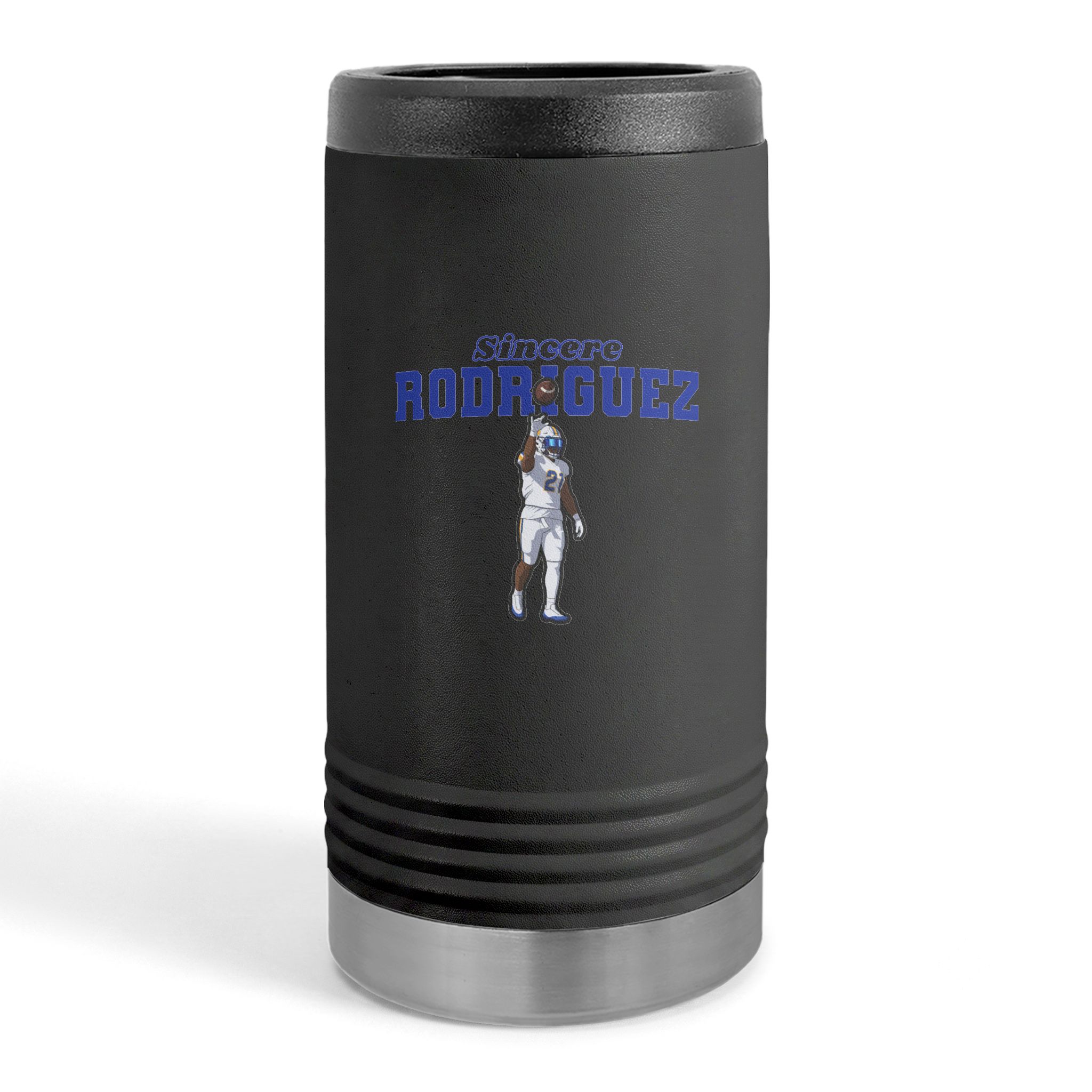 Slim Stainless Can Cooler — character_name_arch in Black