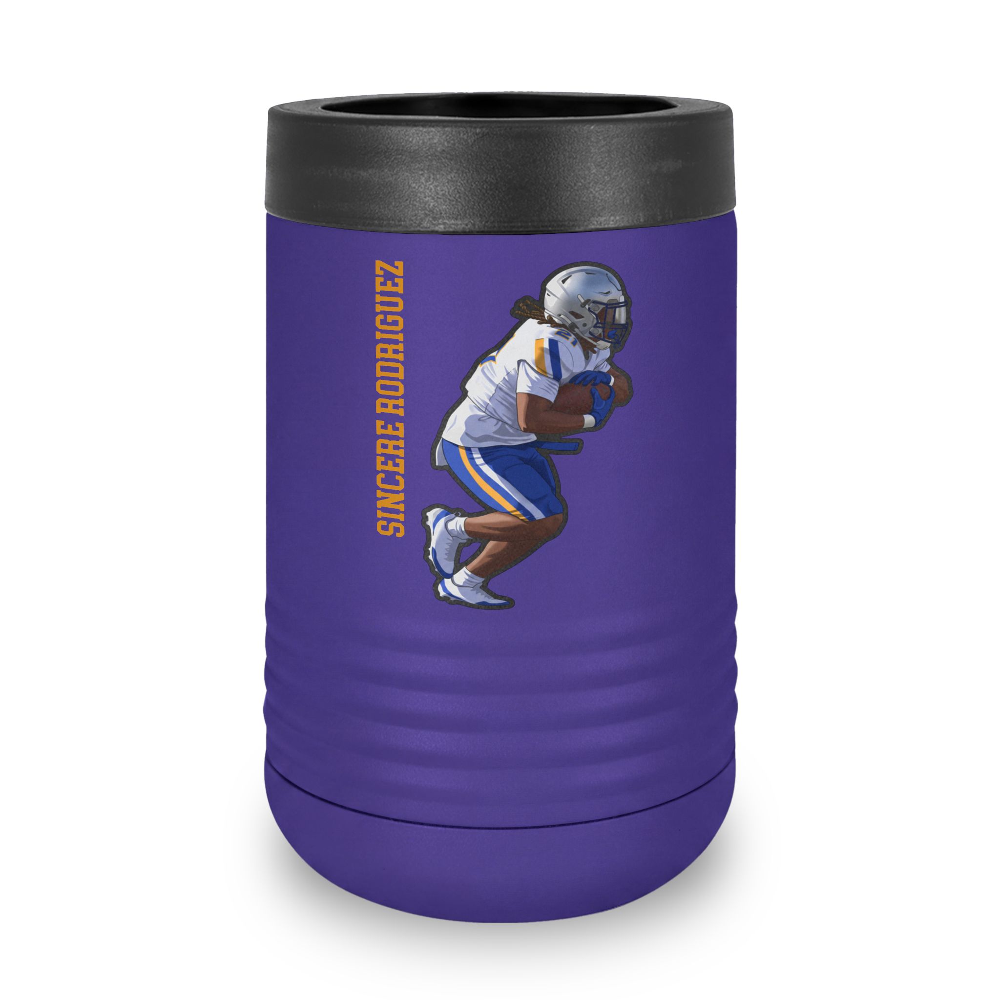 Stainless Can Cooler — character_name_vertical in Purple
