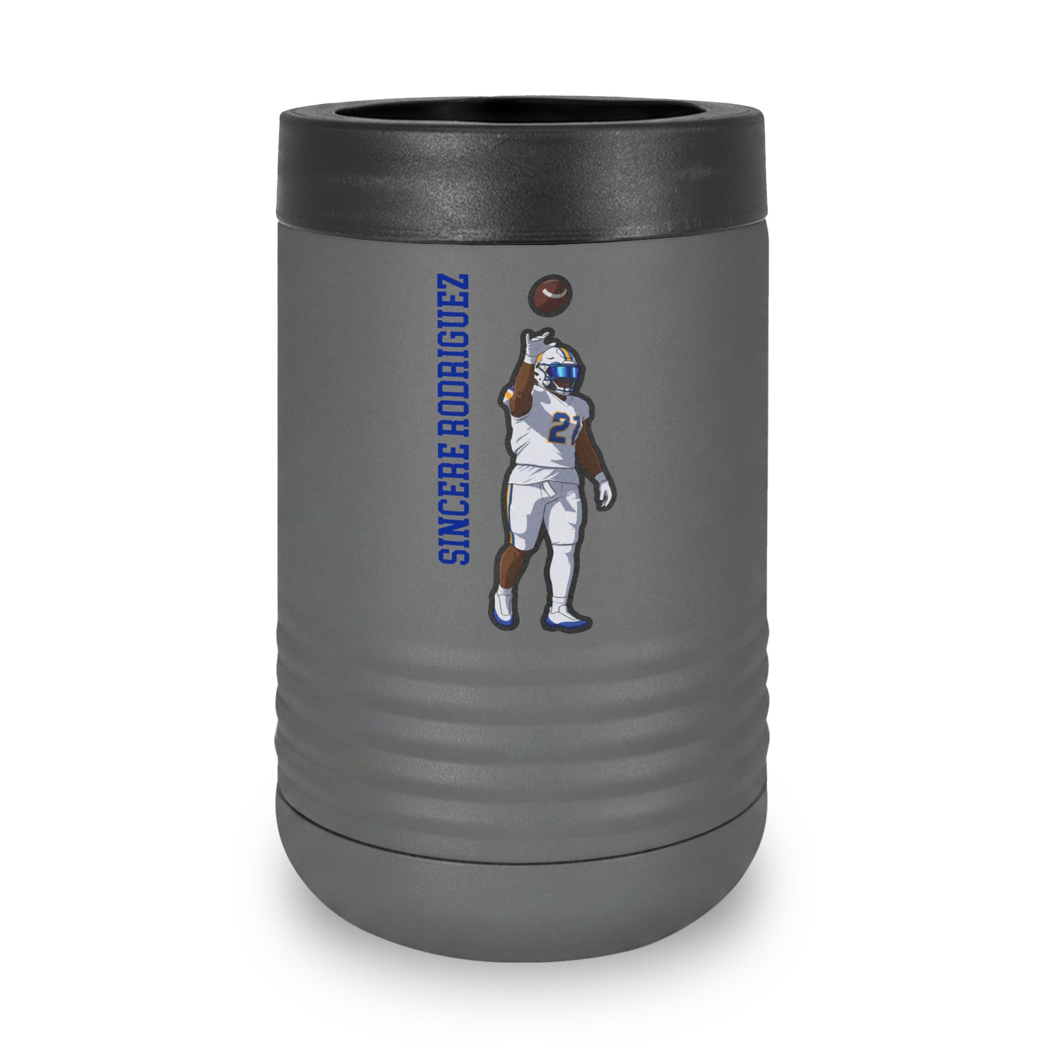 Stainless Can Cooler — character_name_vertical in Grey