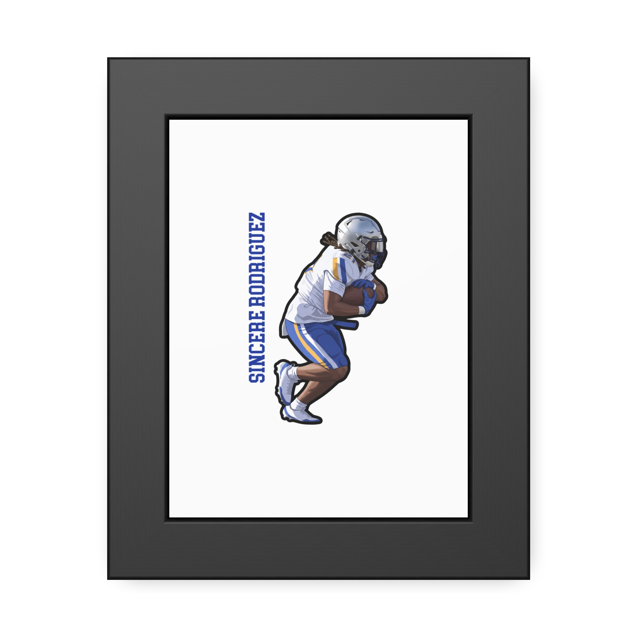 Framed Poster — character_name_vertical in Black