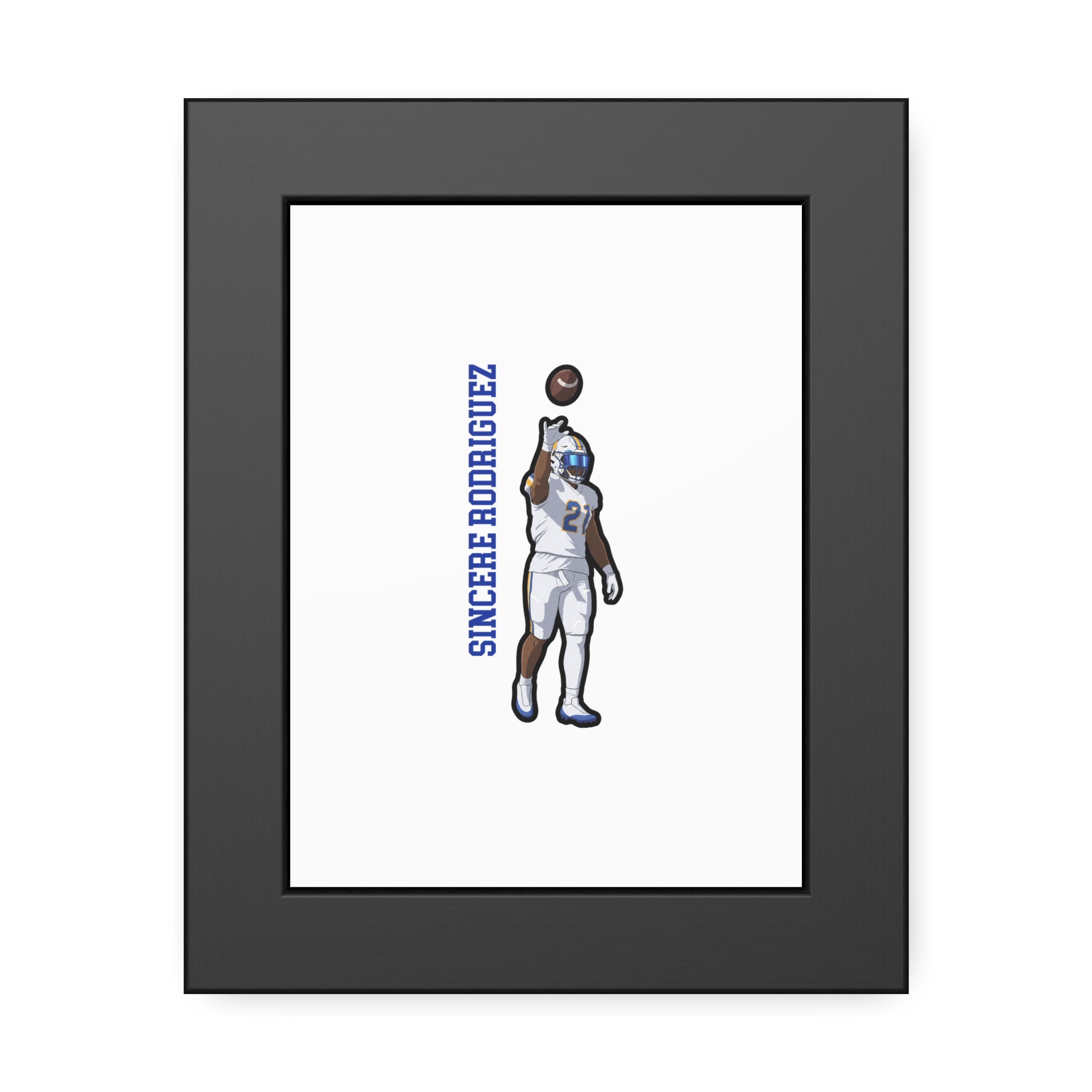 Framed Poster — character_name_vertical in Black