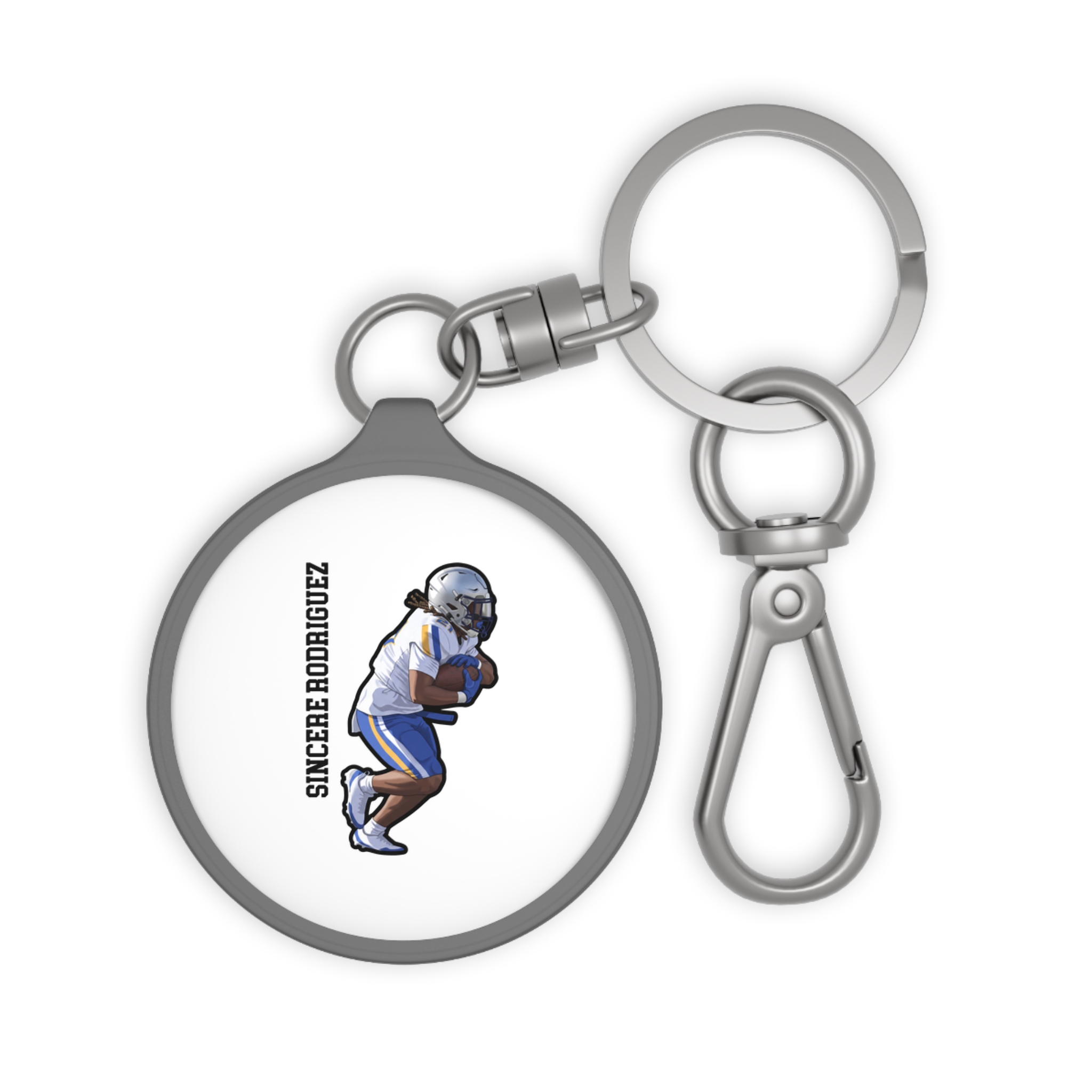 Keychain — character_name_vertical in Grey
