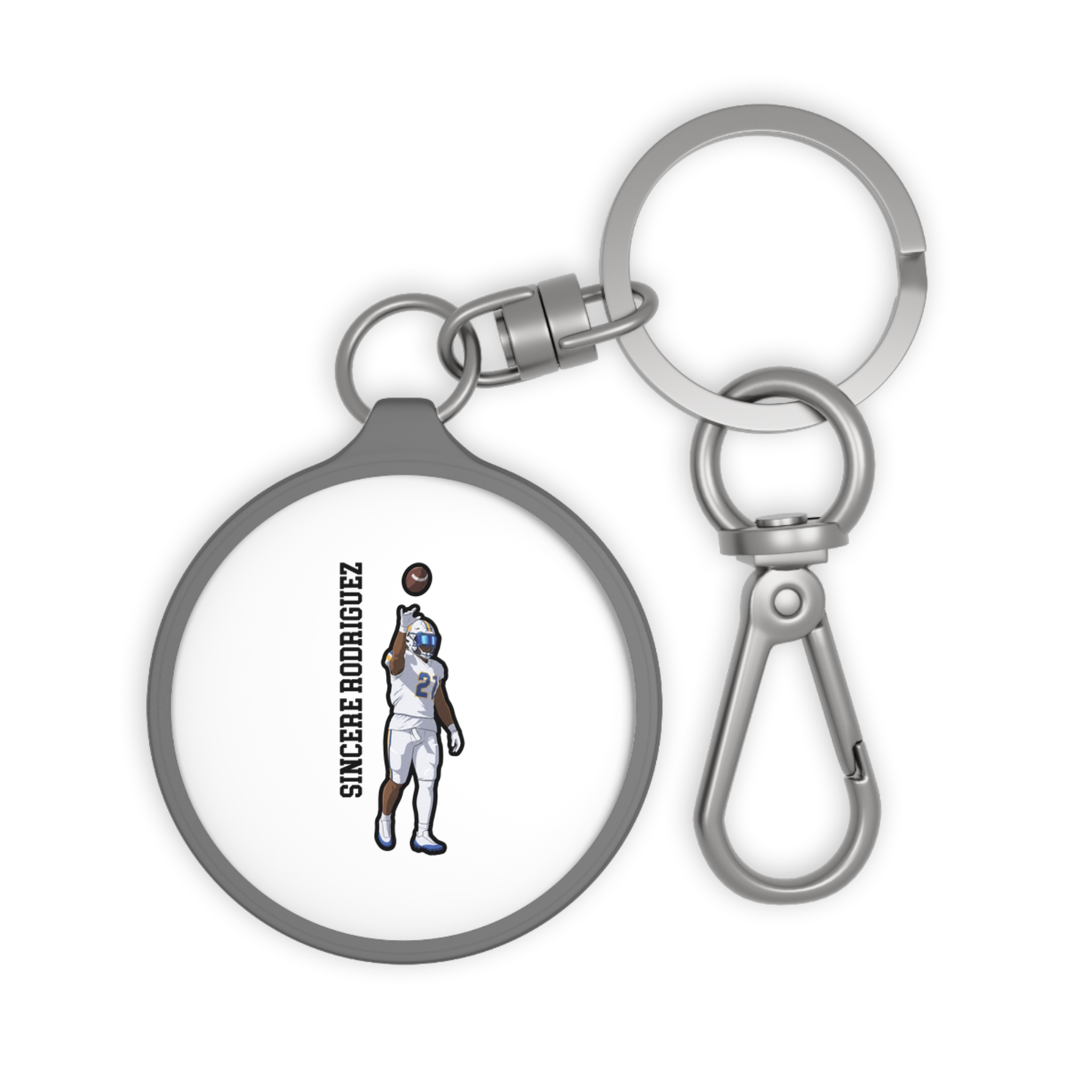 Keychain — character_name_vertical in Grey
