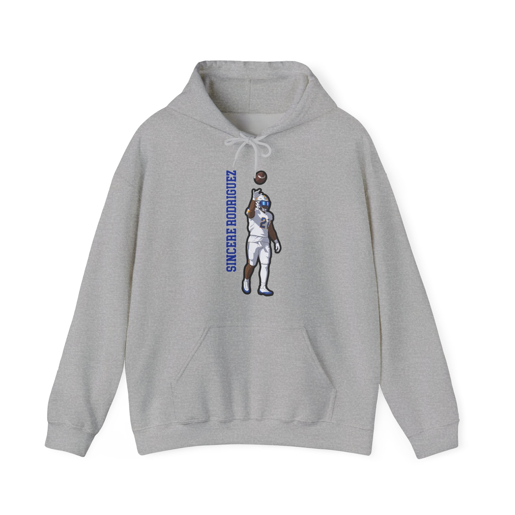 Hoodie — character_name_vertical in Grey