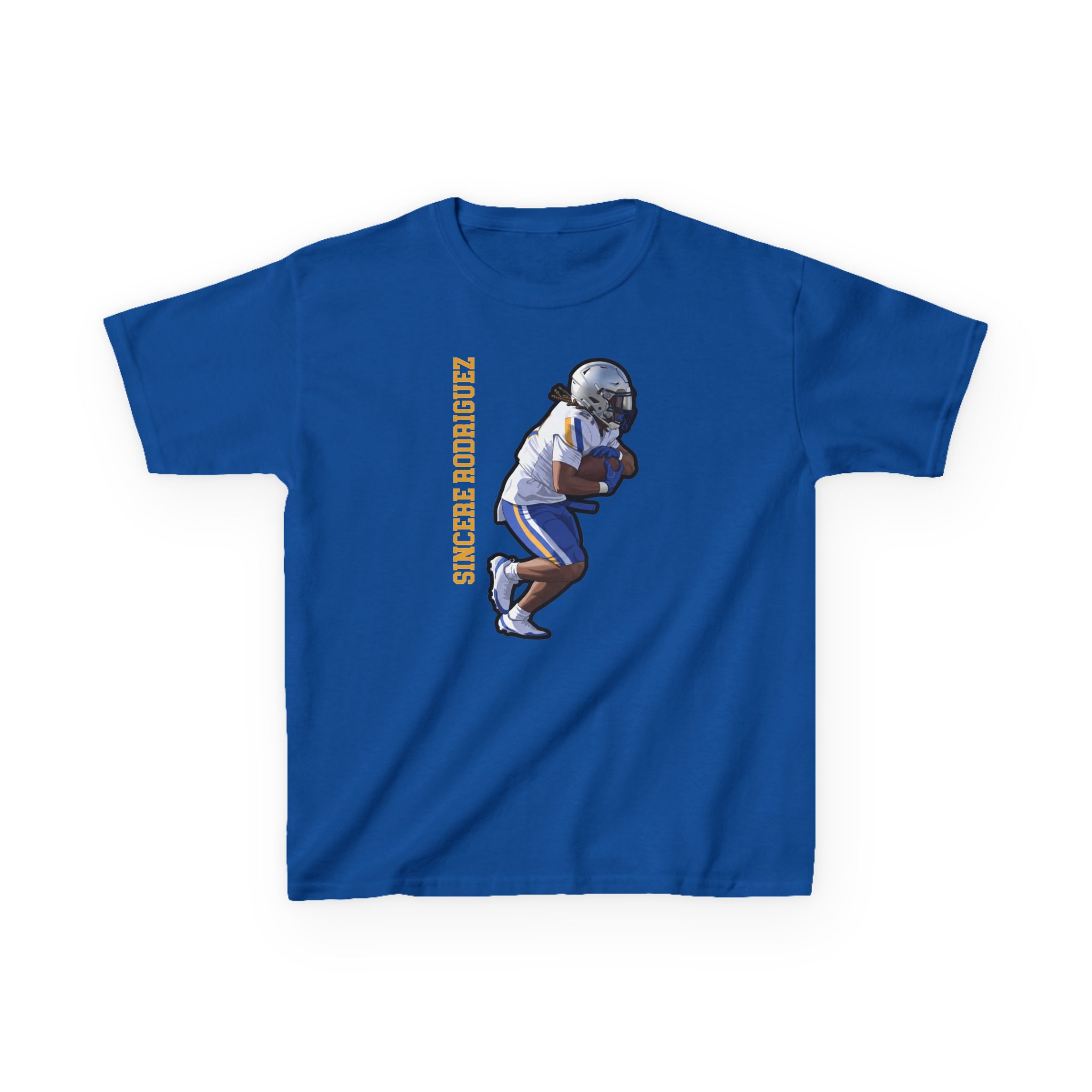 Youth Tee — character_name_vertical in Royal