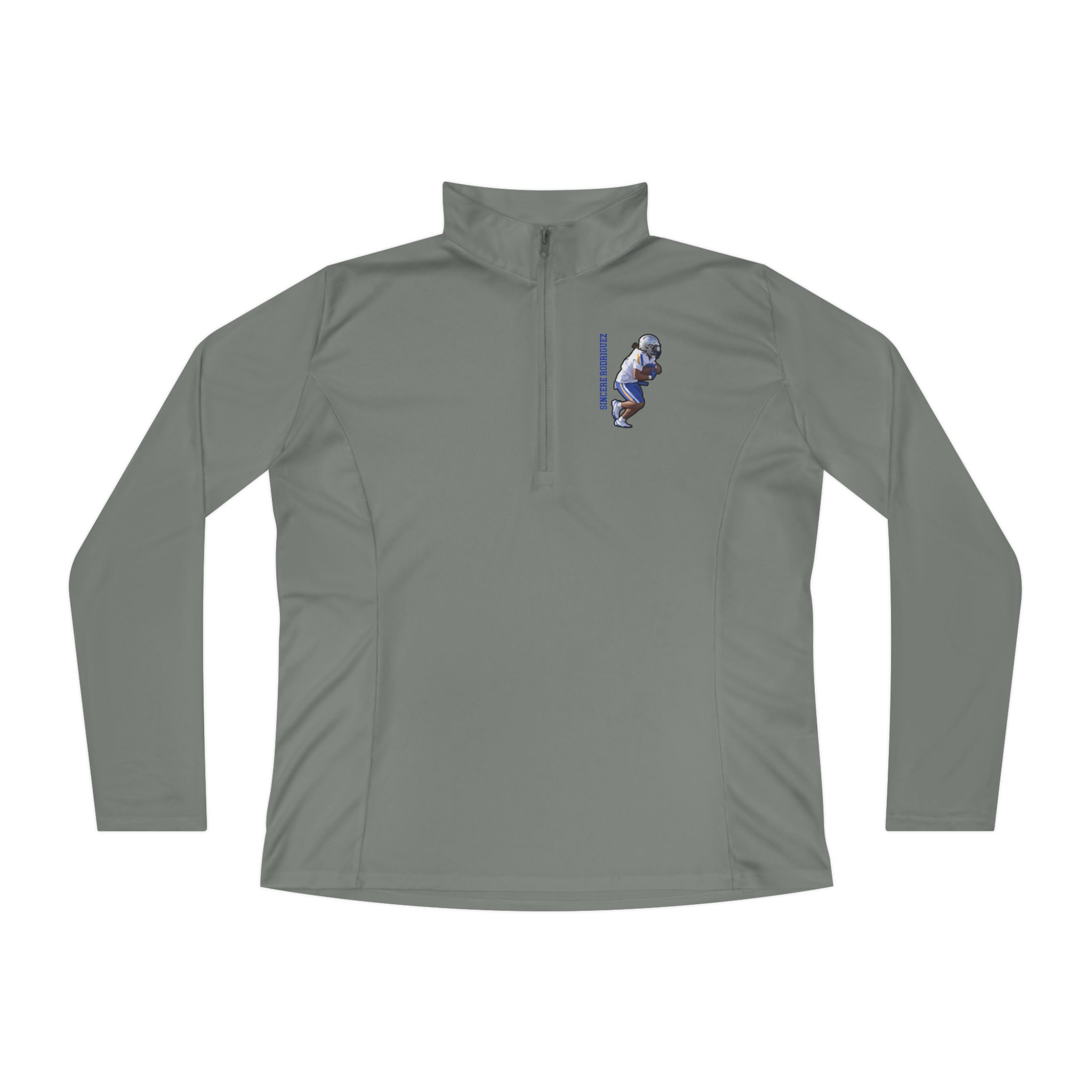 Women's Q-Zip Pullover — character_name_vertical in Grey