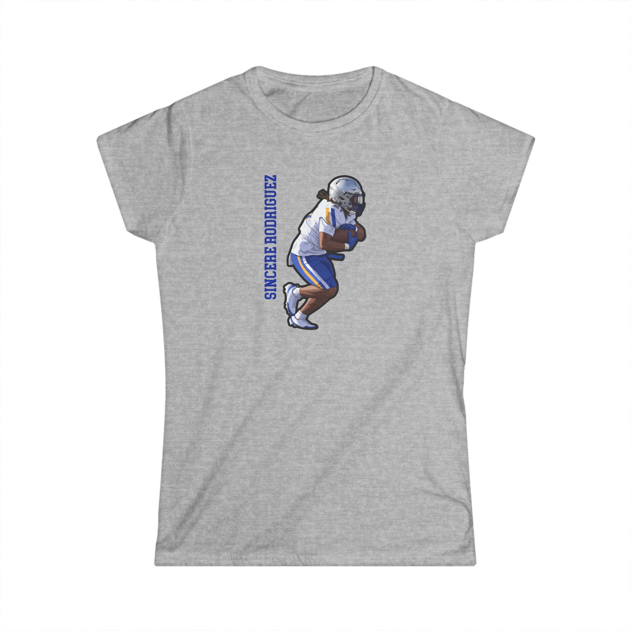 Women's Softstyle Tee — character_name_vertical in Grey