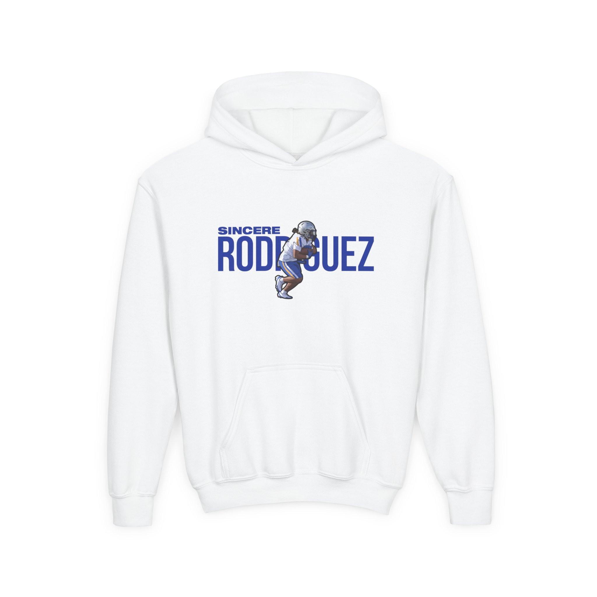 Youth Hoodie — character_player_name in White