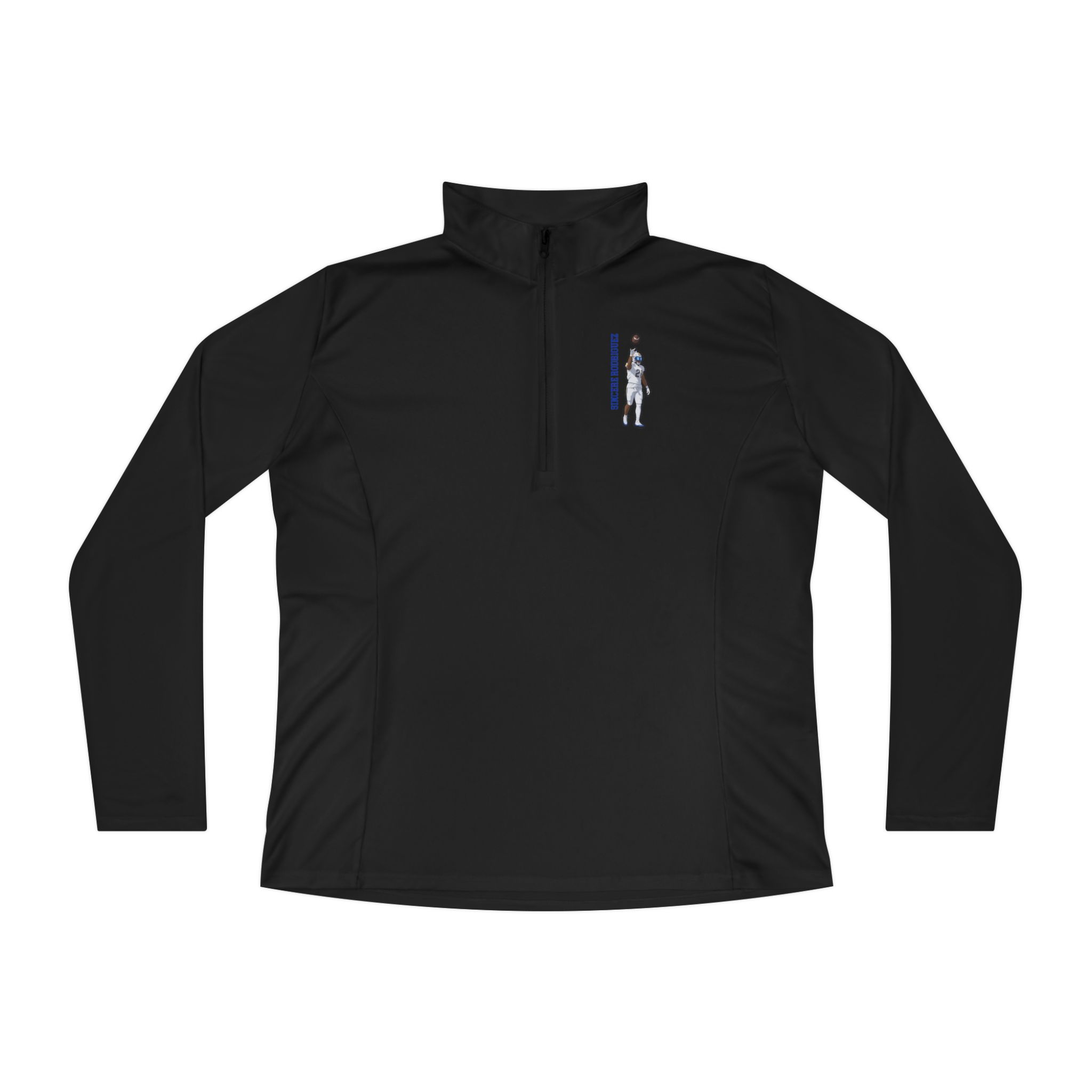 Women's Q-Zip Pullover — character_name_vertical in Black