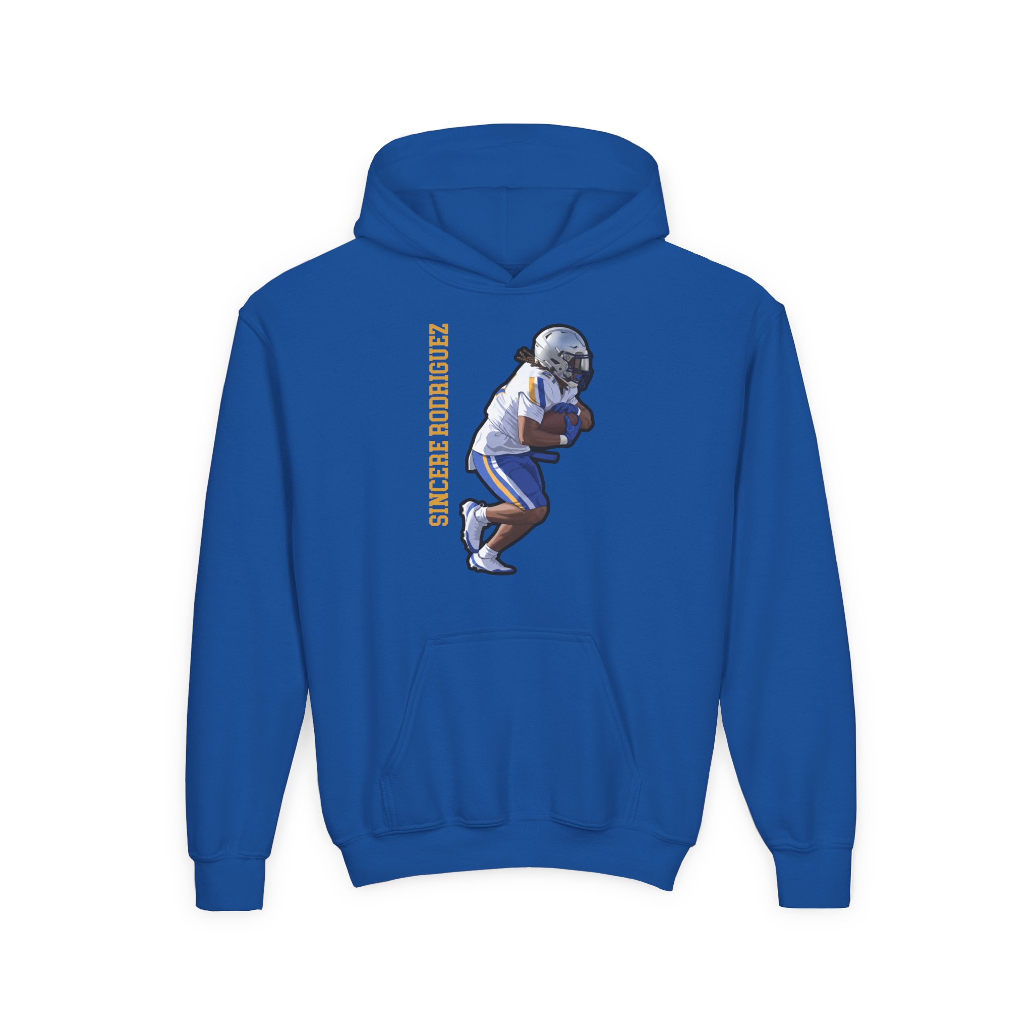 Youth Hoodie — character_name_vertical in Royal
