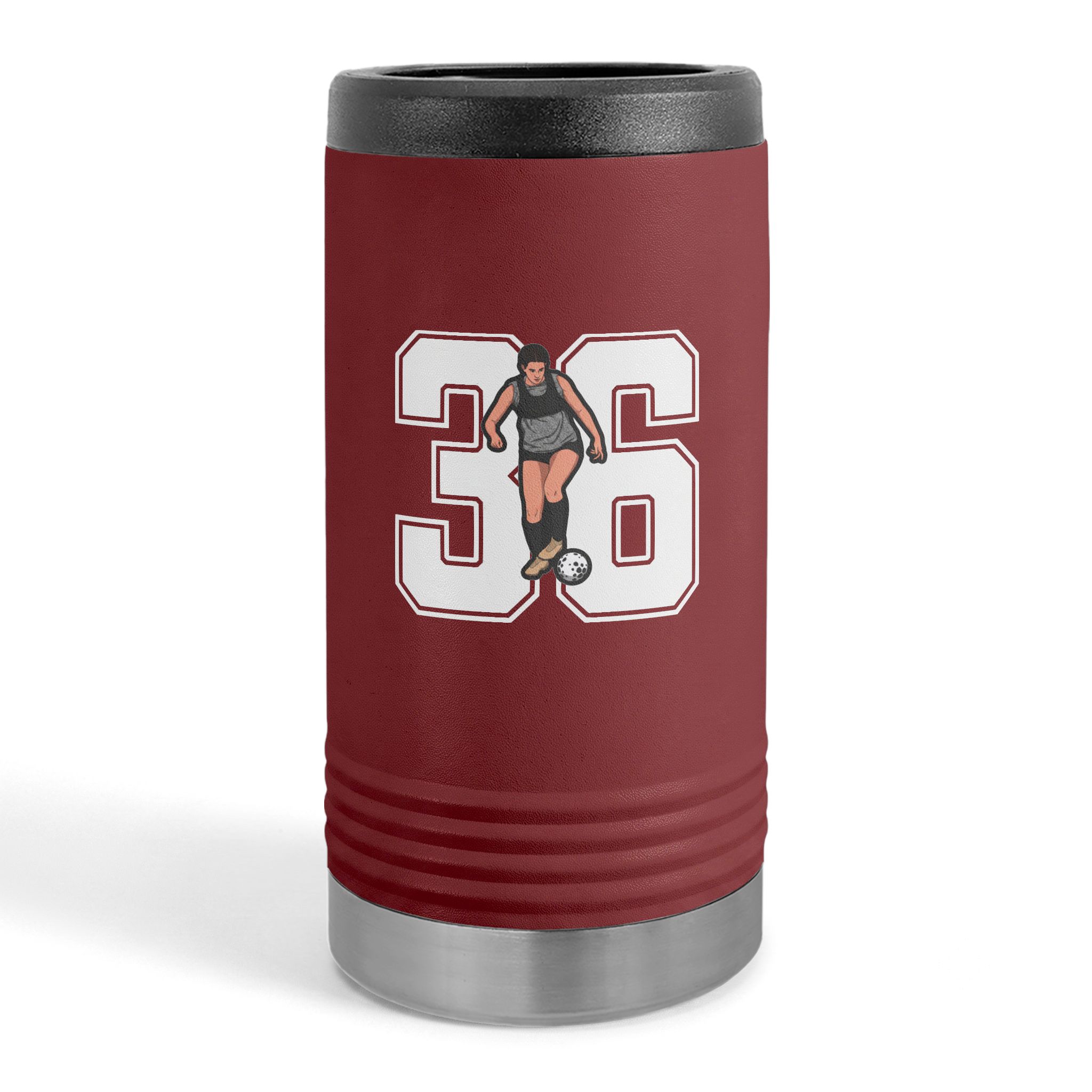 Slim Stainless Can Cooler — character_number in Maroon