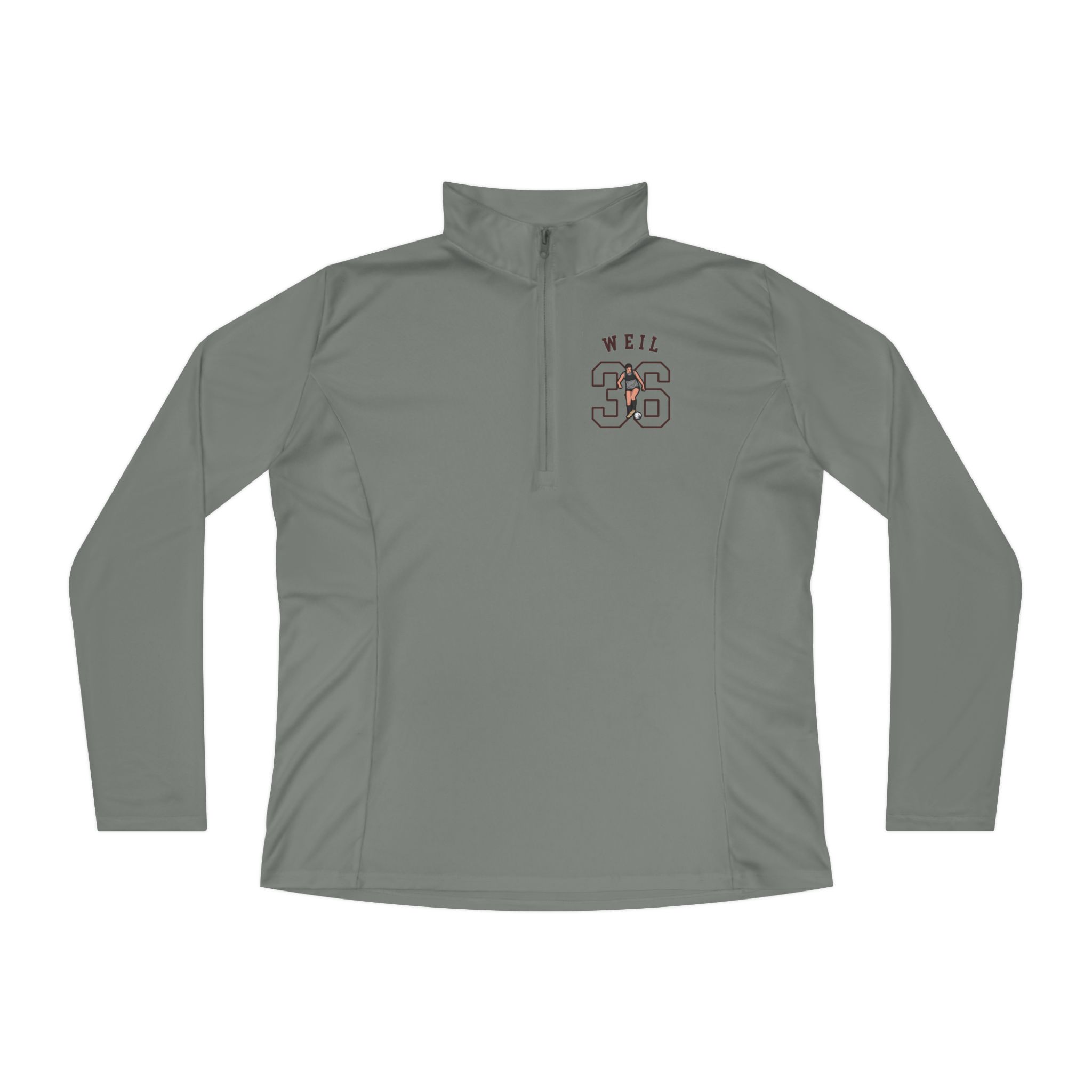 Women's Q-Zip Pullover — character_shirsey_arch in Grey